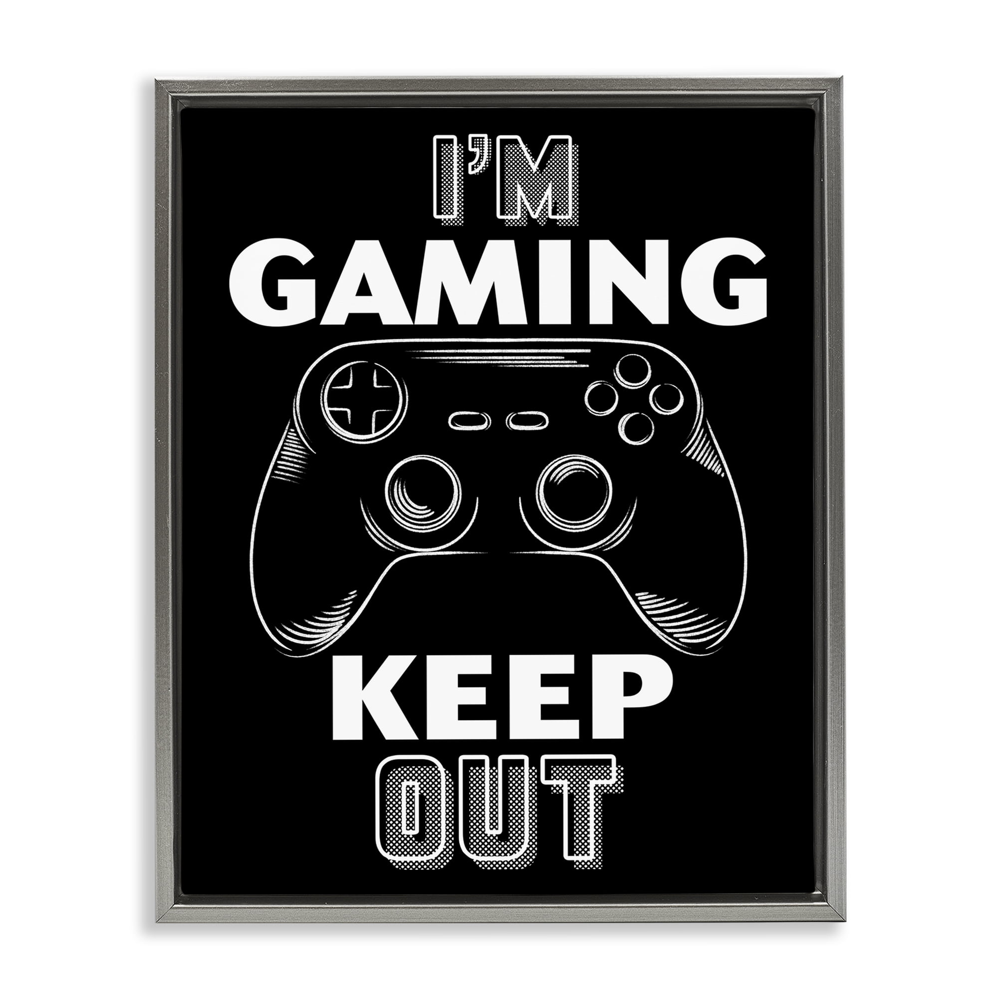Stupell Industries I'm Gaming Keep Out Gray Framed Floater Canvas Wall Art, design by Marcus Prime