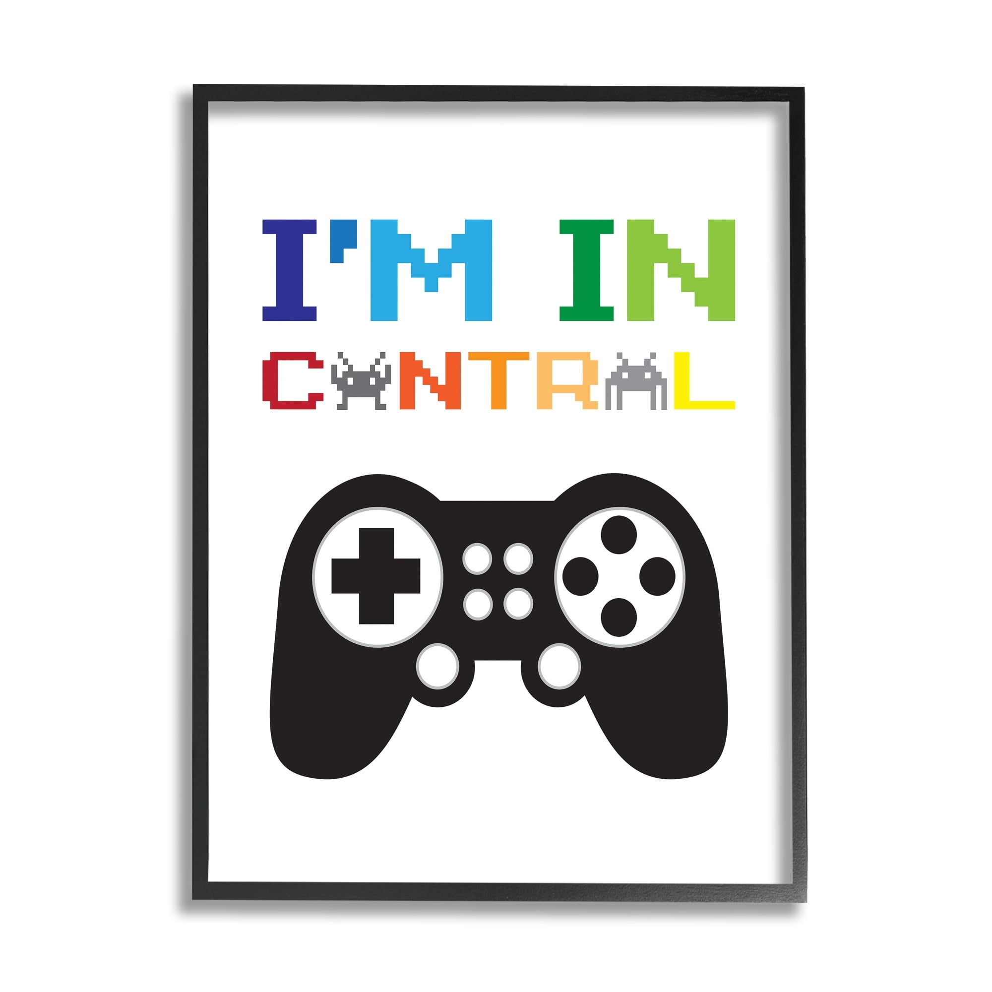 I'm In Control Phrase Old School Pixelated Video Game Sign Art for Kids Graphic Art Framed Art Print Wall Art