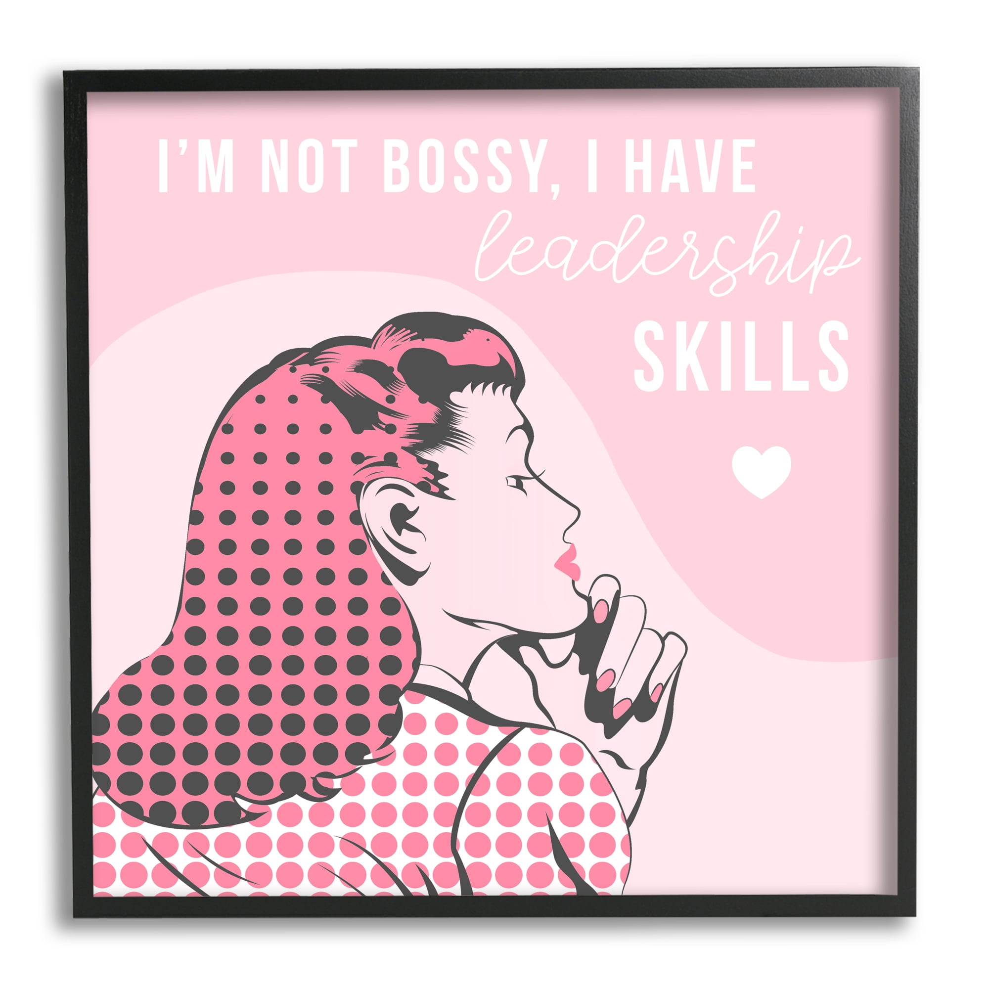 Stupell Industries I'm Not Bossy Leadership Phrase Retro Pop Female Inspirational Painting Black Framed Art Print Wall Art, 12 x 12