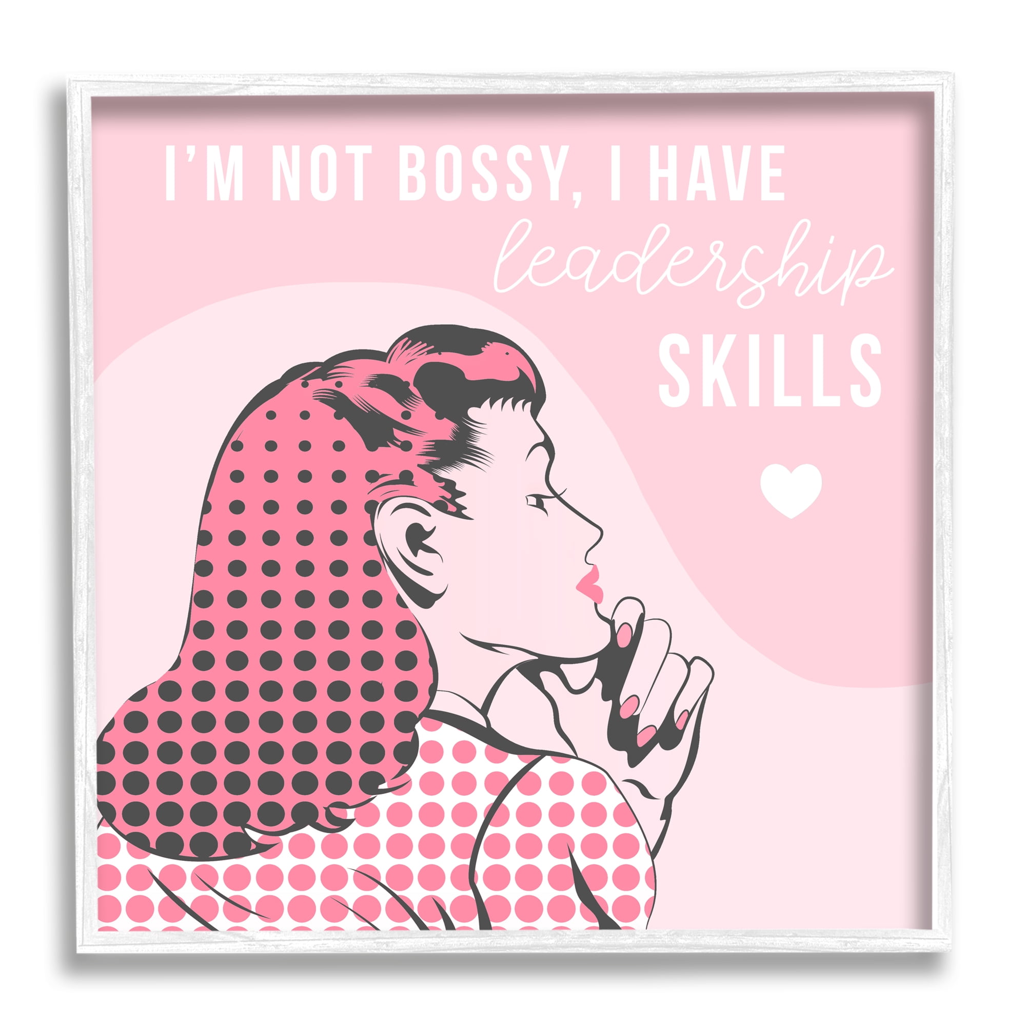 Stupell Industries I'm Not Bossy Leadership Phrase Retro Pop Female Inspirational Painting White Framed Art Print Wall Art, 12 x 12