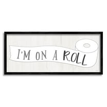 Stupell Industries I'm On A Roll Bathroom Graphic Art Black Framed Art Print Wall Art, Design by Natalie Carpentieri