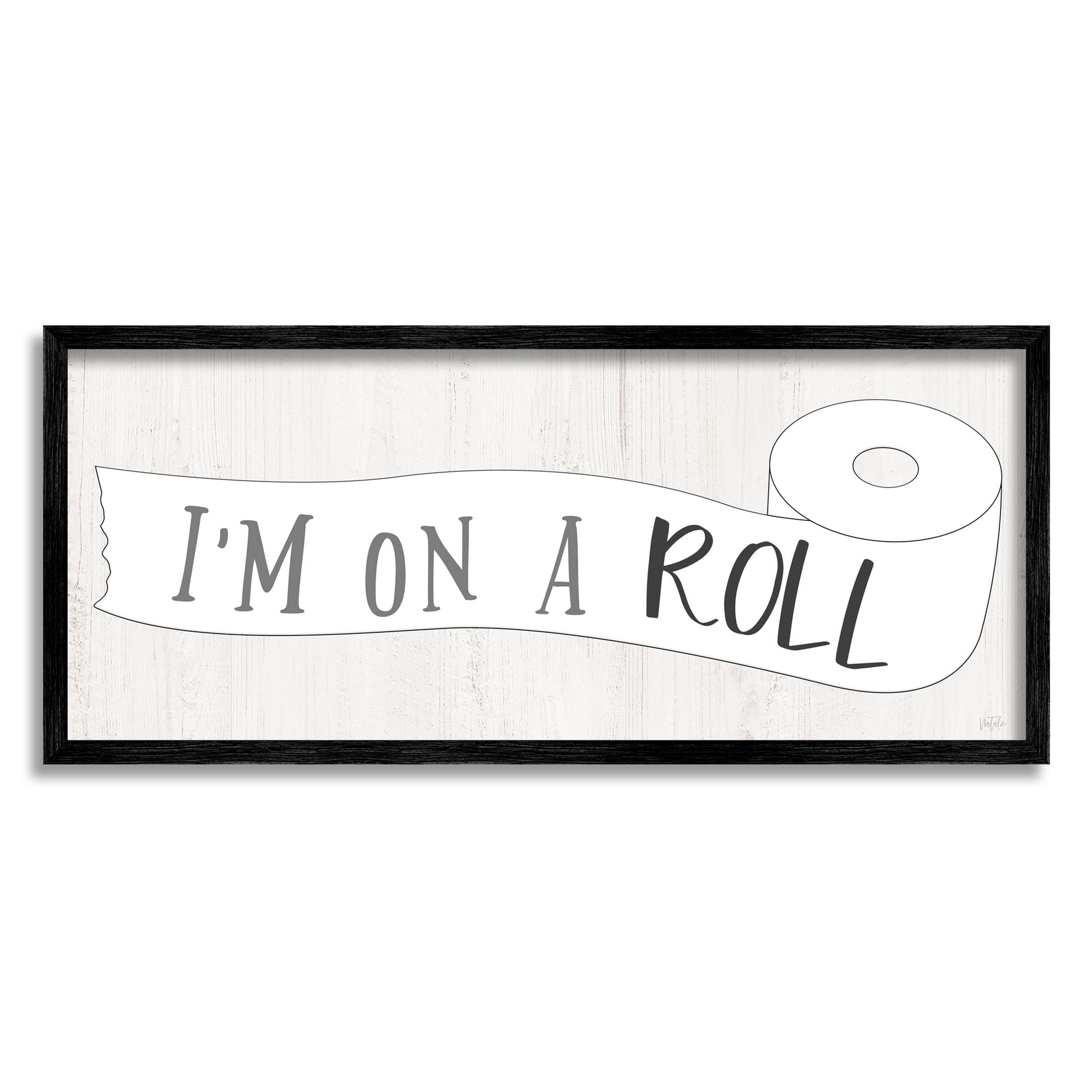 Stupell Industries I'm On A Roll Bathroom Graphic Art Black Framed Art Print Wall Art, Design by Natalie Carpentieri