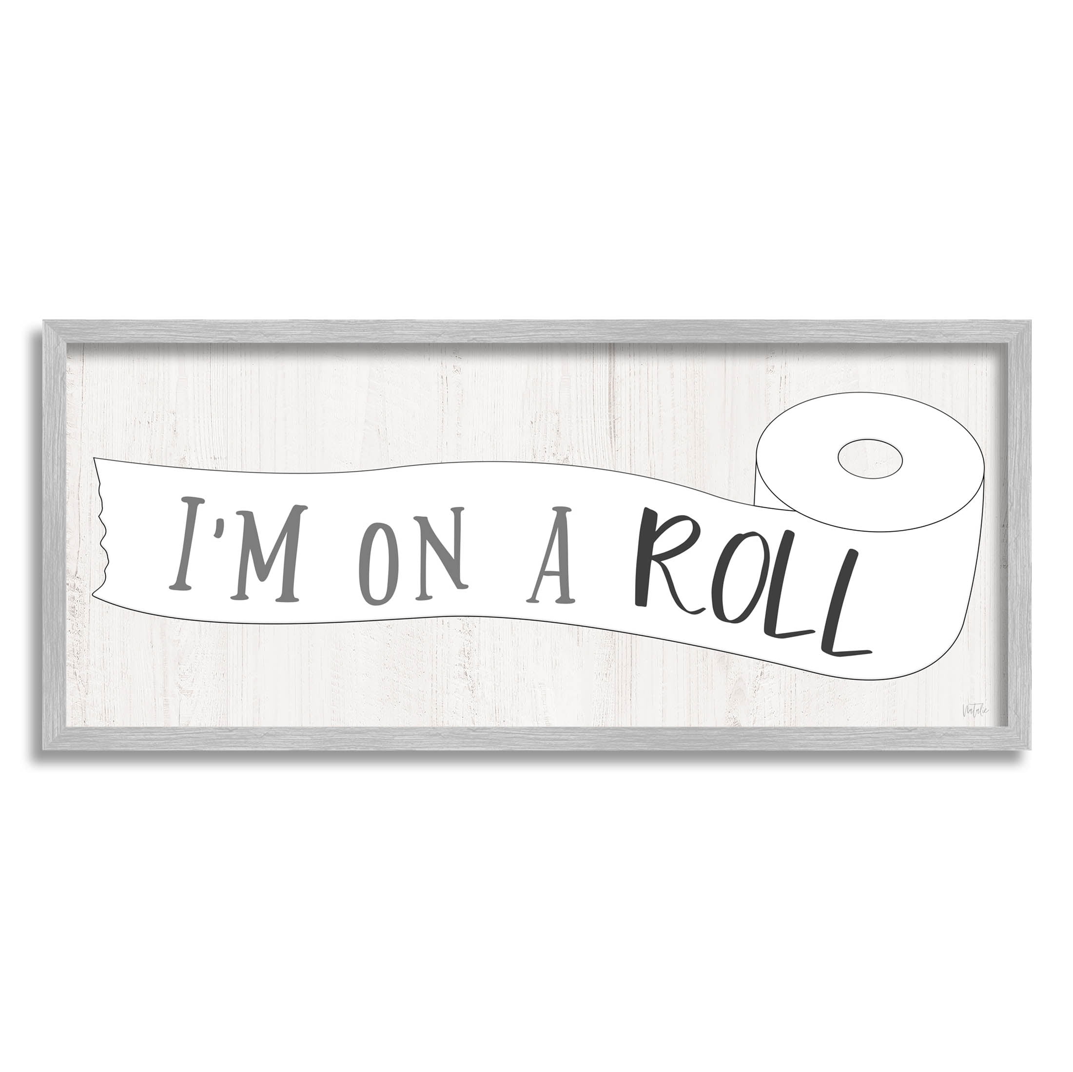 Stupell Industries I'm On A Roll Bathroom Graphic Art Gray Framed Art Print Wall Art, Design by Natalie Carpentieri