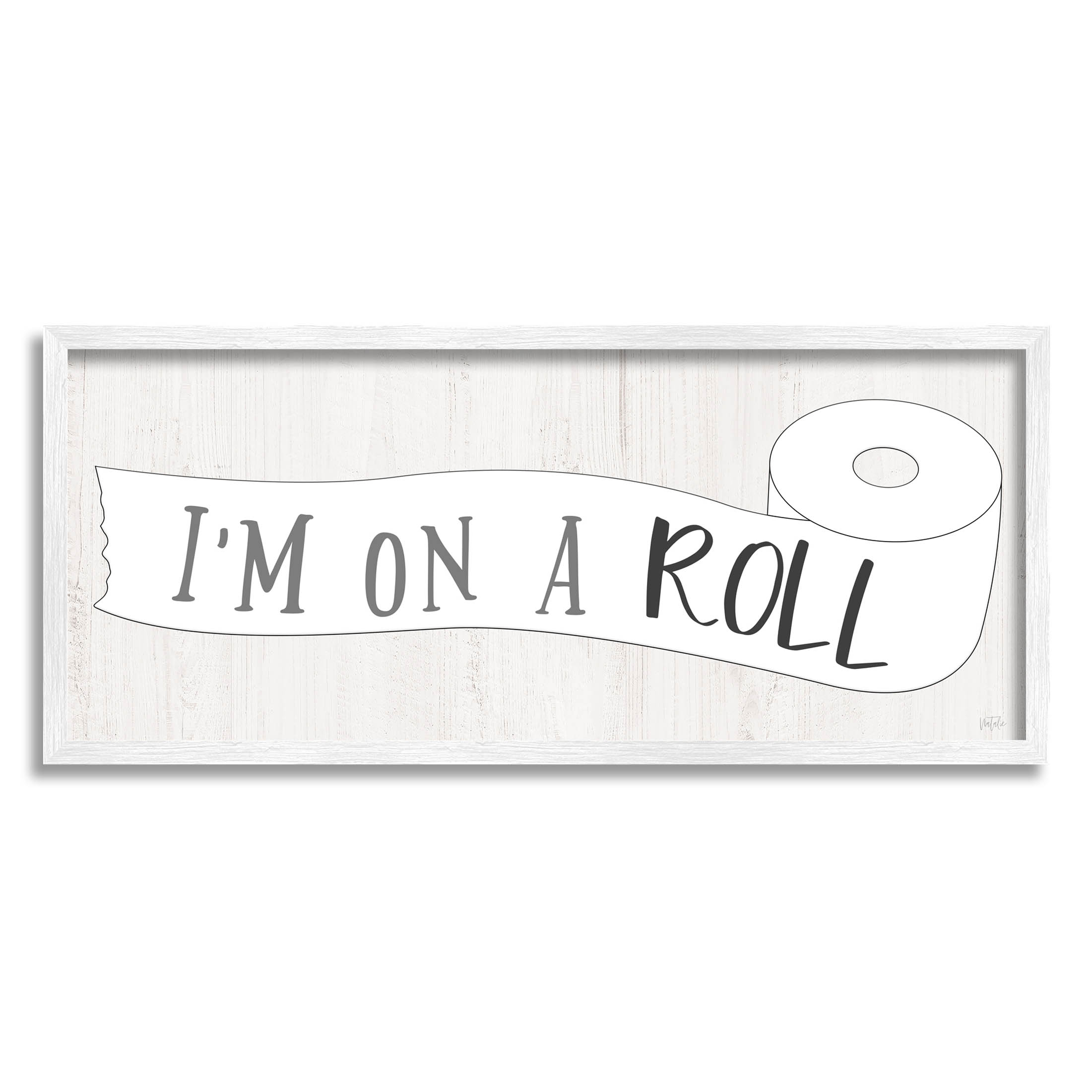 Stupell Industries I'm On A Roll Bathroom Graphic Art White Framed Art Print Wall Art, Design by Natalie Carpentieri