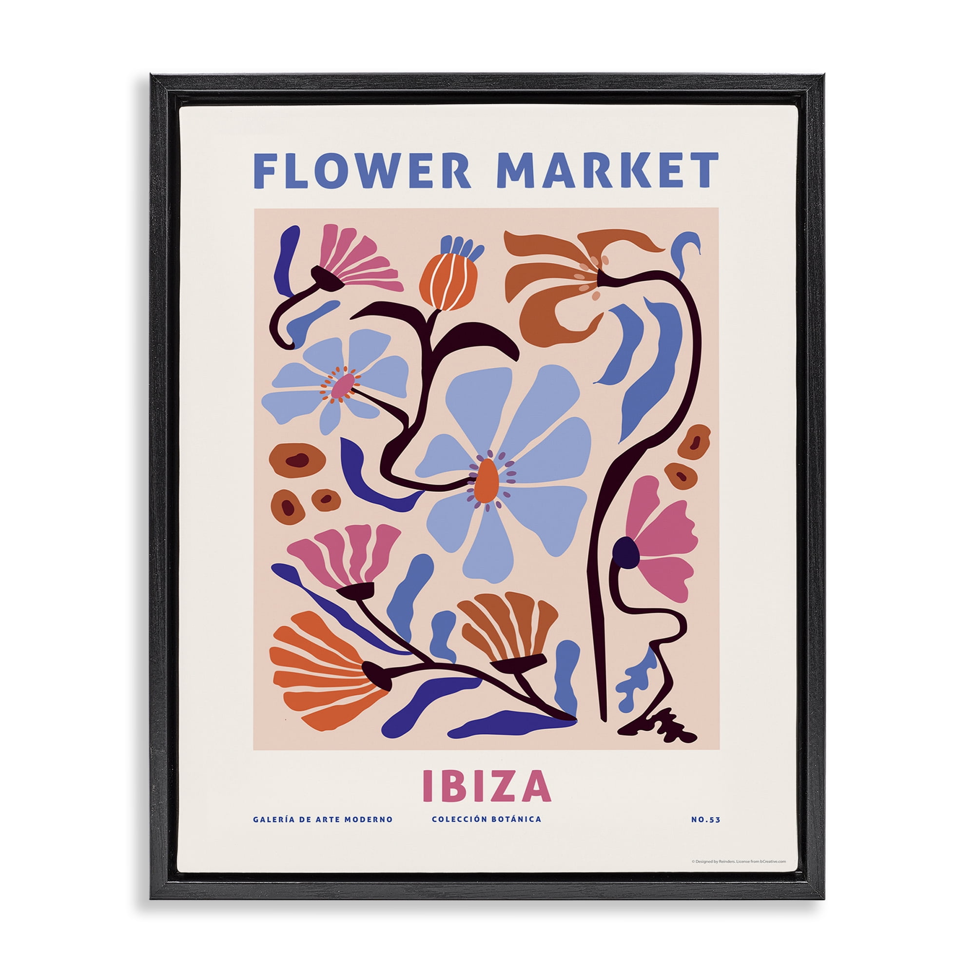 Stupell Industries Ibiza Flower Market Plants & Flowers Painting Black Floater Framed Canvas Art Print Wall Art, 17 x 21
