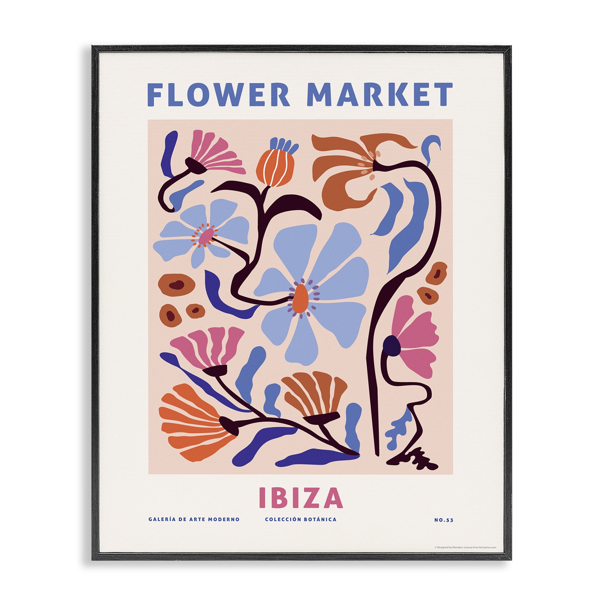 Stupell Industries Ibiza Flower Market Plants & Flowers Painting Black Framed Art Print Wall Art, 24 x 30