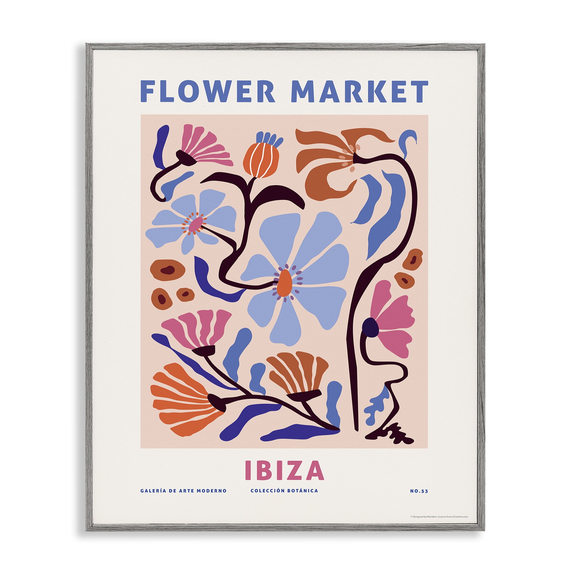 Stupell Industries Ibiza Flower Market Plants & Flowers Painting Gray Framed Art Print Wall Art, 16 x 20