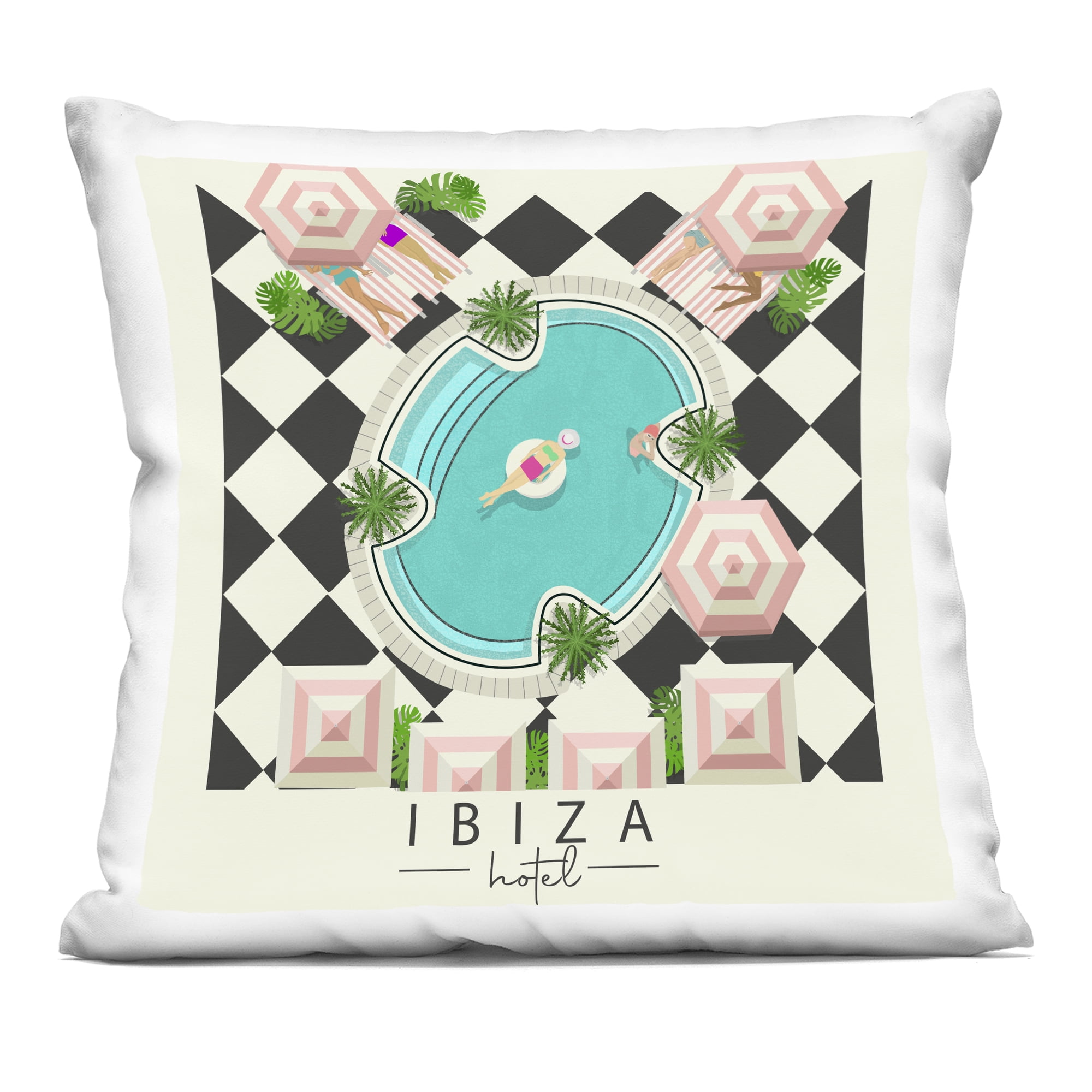 Stupell Industries Ibiza Hotel Vacation Decorative Printed Throw Pillow, design by Jen Bucheli