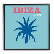 Stupell Industries Ibiza Palm Tree Silhouette Graphic Art Black Framed Art Print Wall Art, Design by The Saturday Evening Post