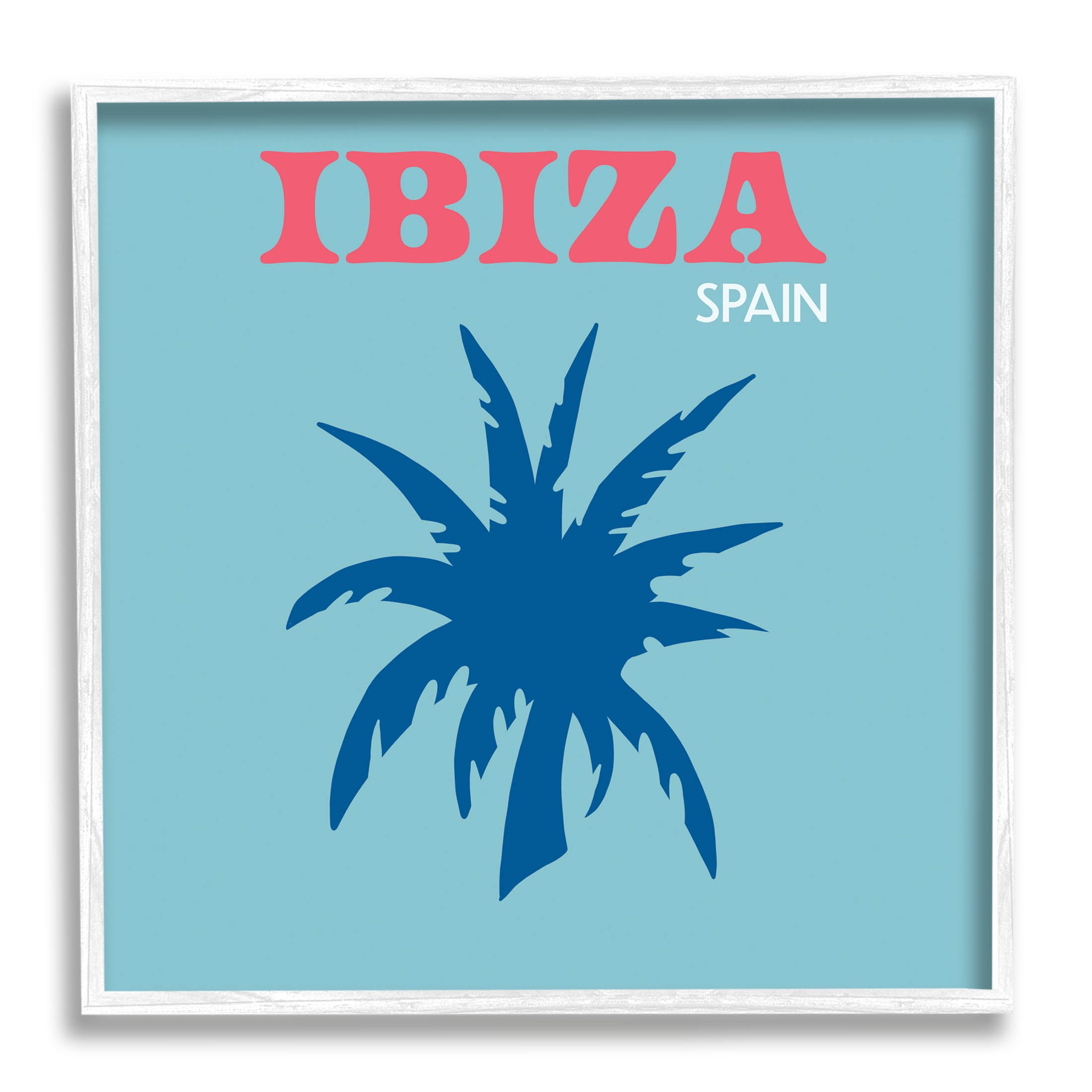 Stupell Industries Ibiza Palm Tree Silhouette Graphic Art White Framed Art Print Wall Art, Design by The Saturday Evening Post