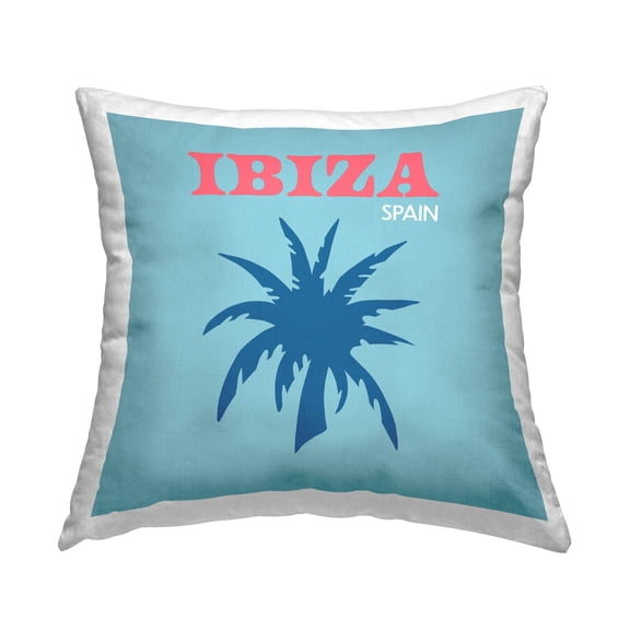 Stupell Industries Ibiza Spain Blue Palm Printed Throw Pillow Design by The Saturday Evening Post