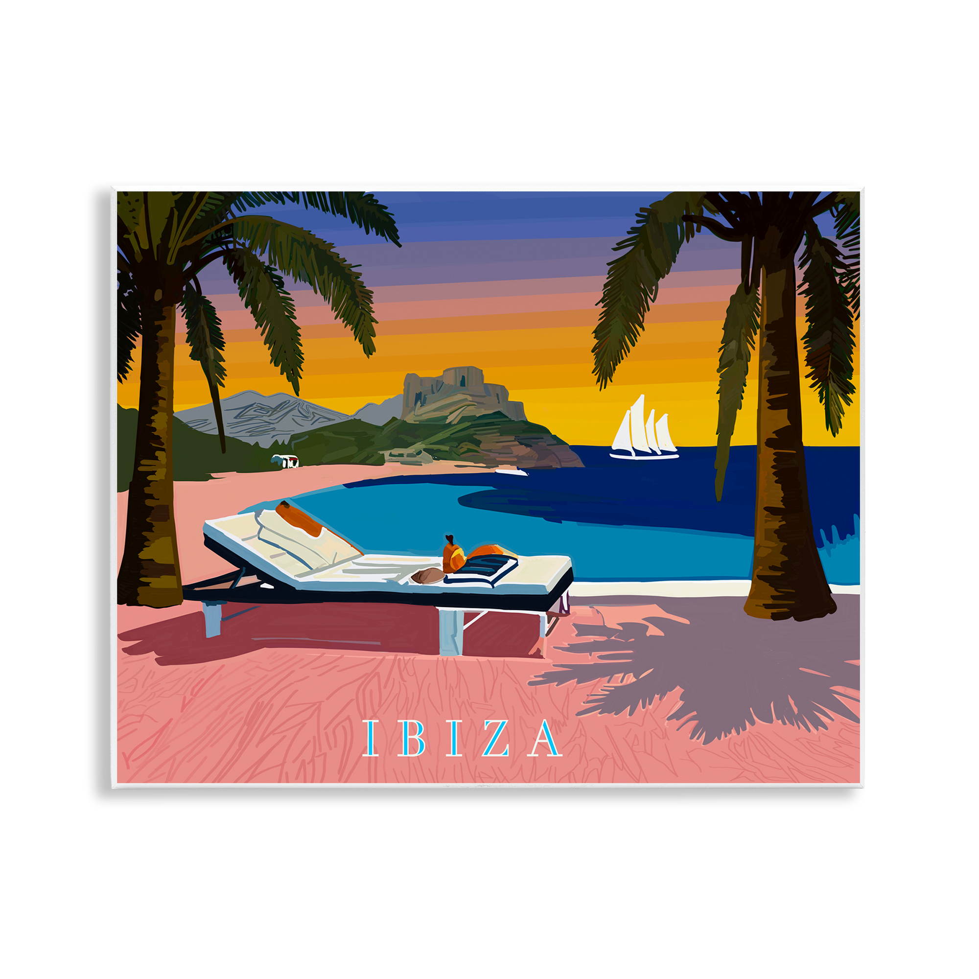 Stupell Industries Ibiza Tropical Beach View Cities & Countries Painting Unframed Art Print Wall Art, 14 x 11