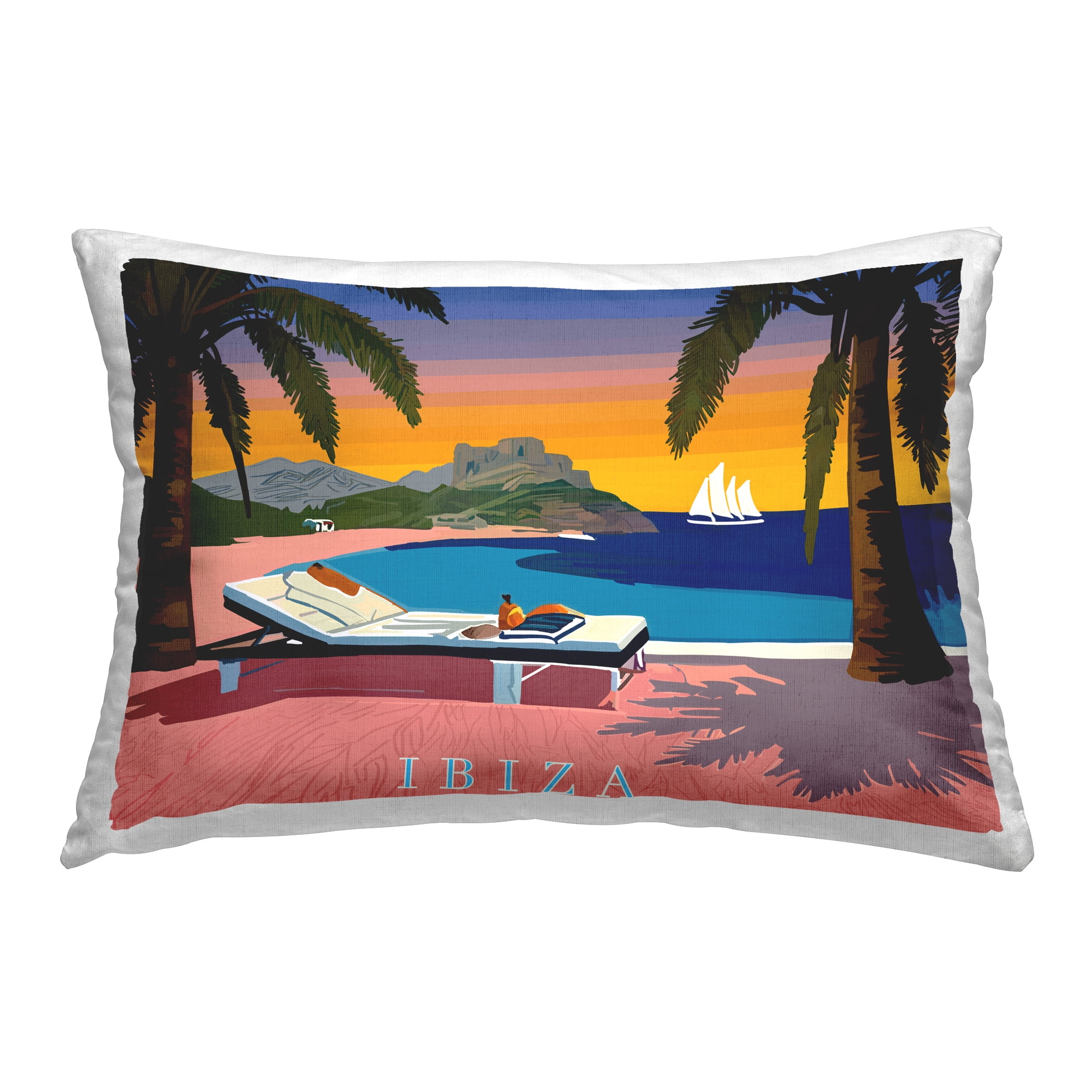 Stupell Industries Ibiza Tropical Beach View Decorative Printed Throw Pillow Design by Amelia Noyes.