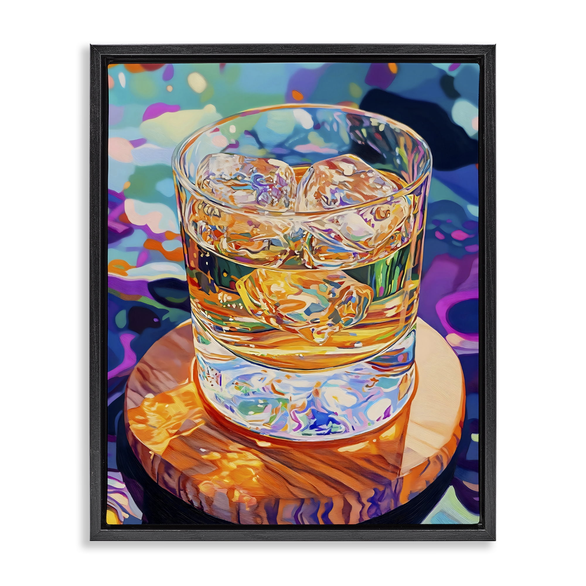 Stupell Industries Ice Cold Glass Reflections Black Framed Floater Canvas Wall Art, design by Creative Studio