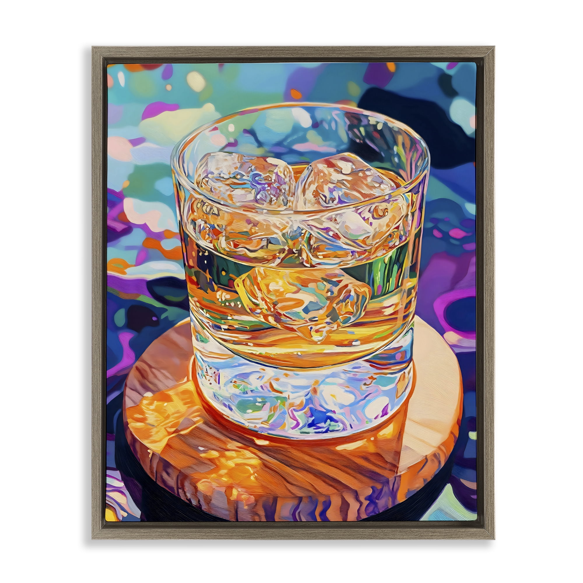 Stupell Industries Ice Cold Glass Reflections Brown Framed Floater Canvas Wall Art, design by Creative Studio