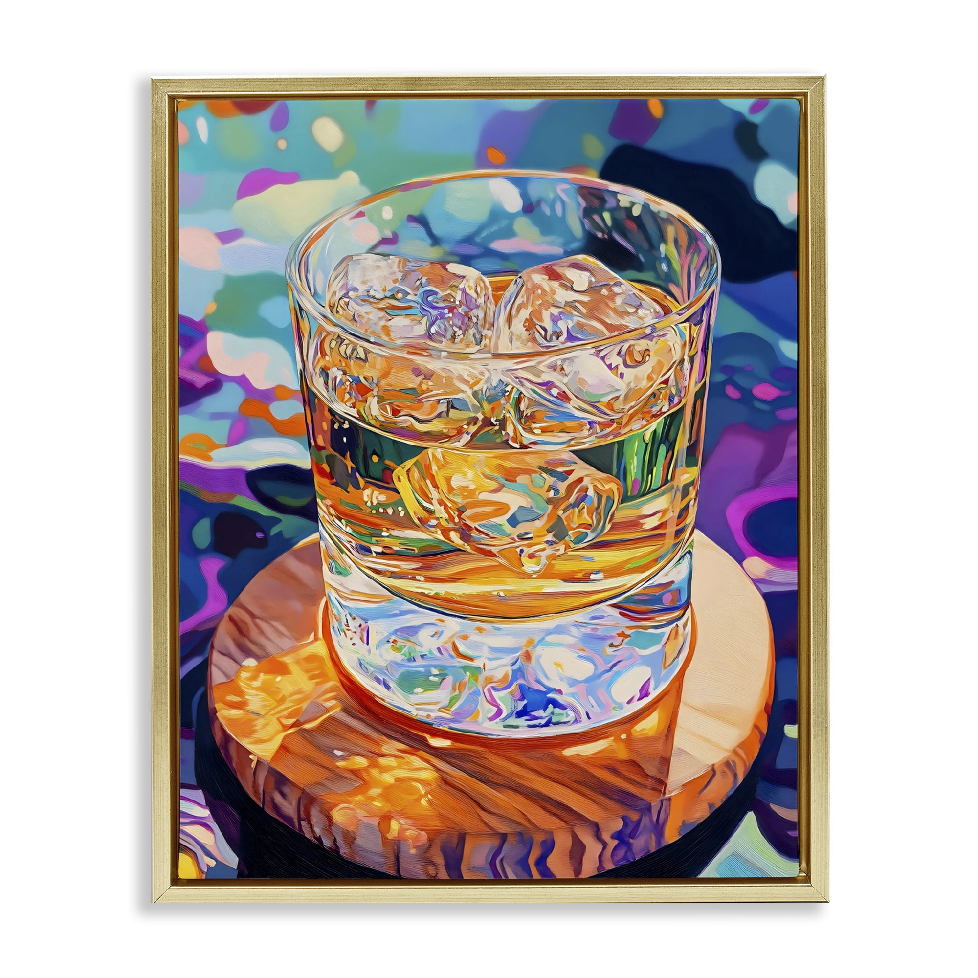 Stupell Industries Ice Cold Glass Reflections Gold Framed Floater Canvas Wall Art, design by Creative Studio