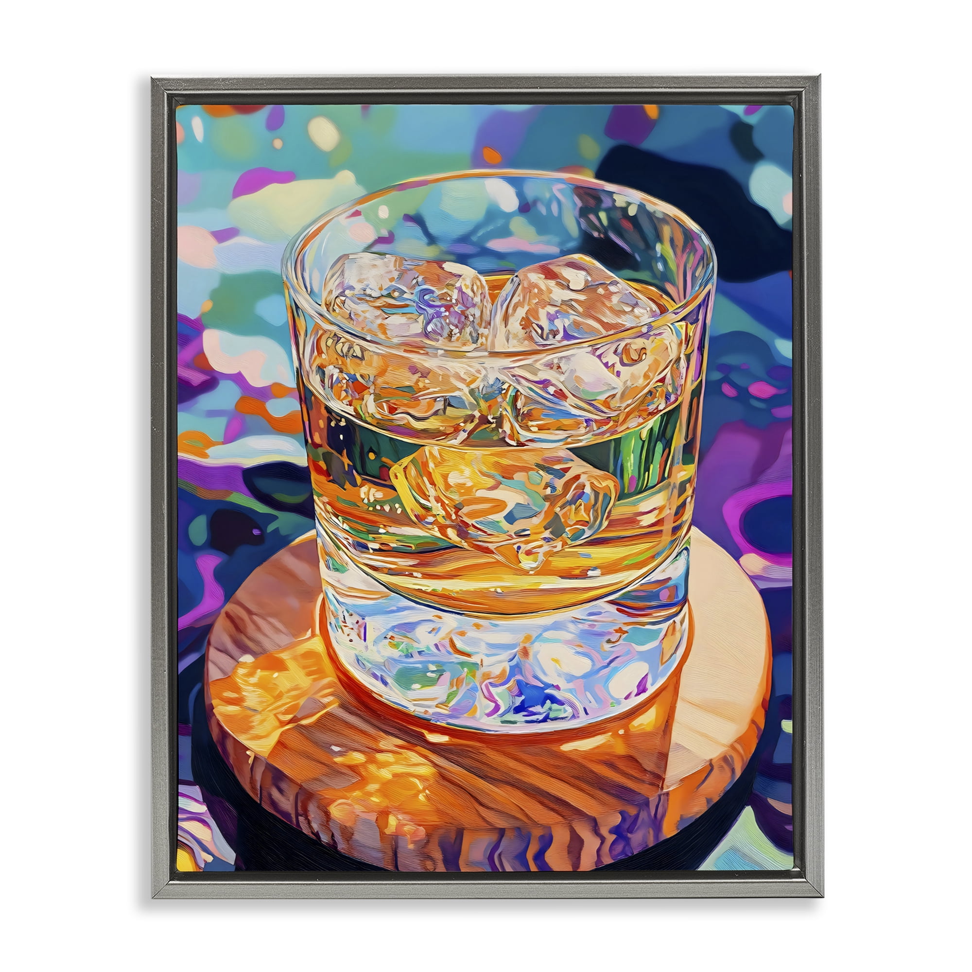 Stupell Industries Ice Cold Glass Reflections Gray Framed Floater Canvas Wall Art, design by Creative Studio