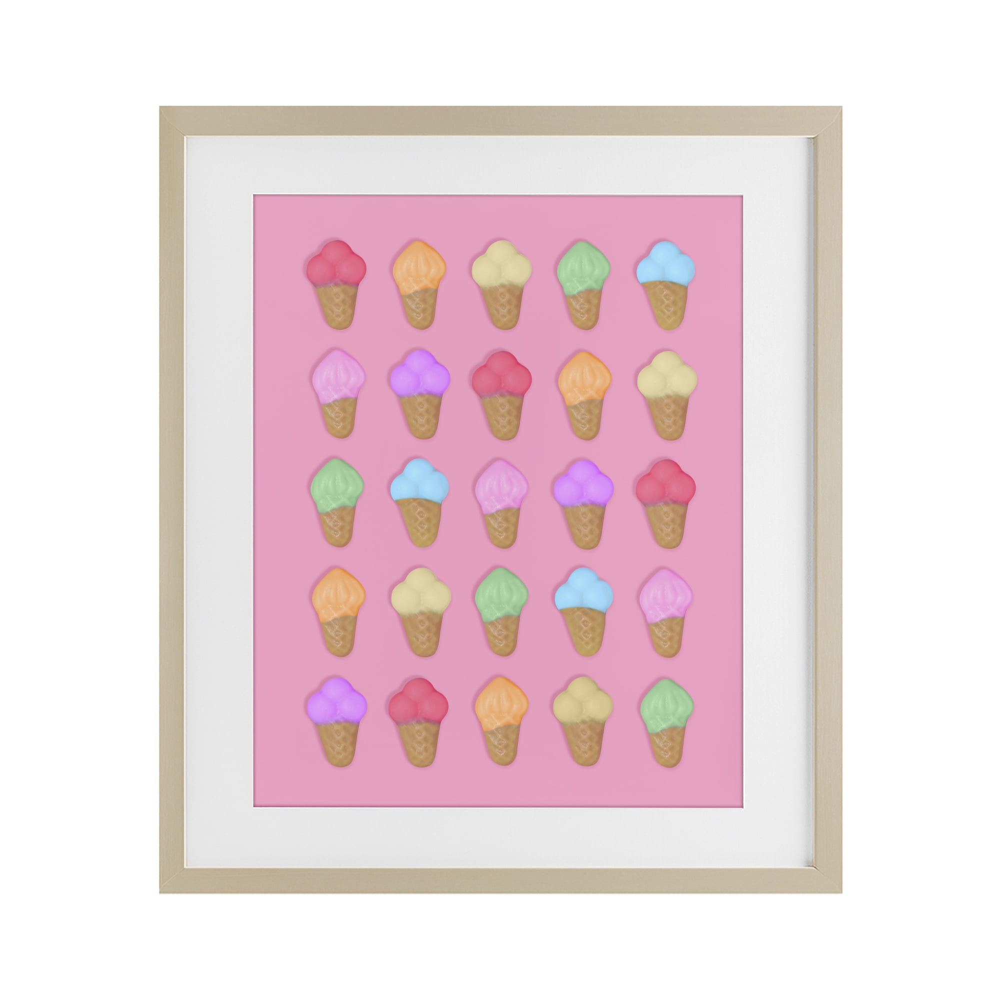 Stupell Industries Ice Cream Candies on Pink Birch Framed Print Under Glass, design by LISH Creative