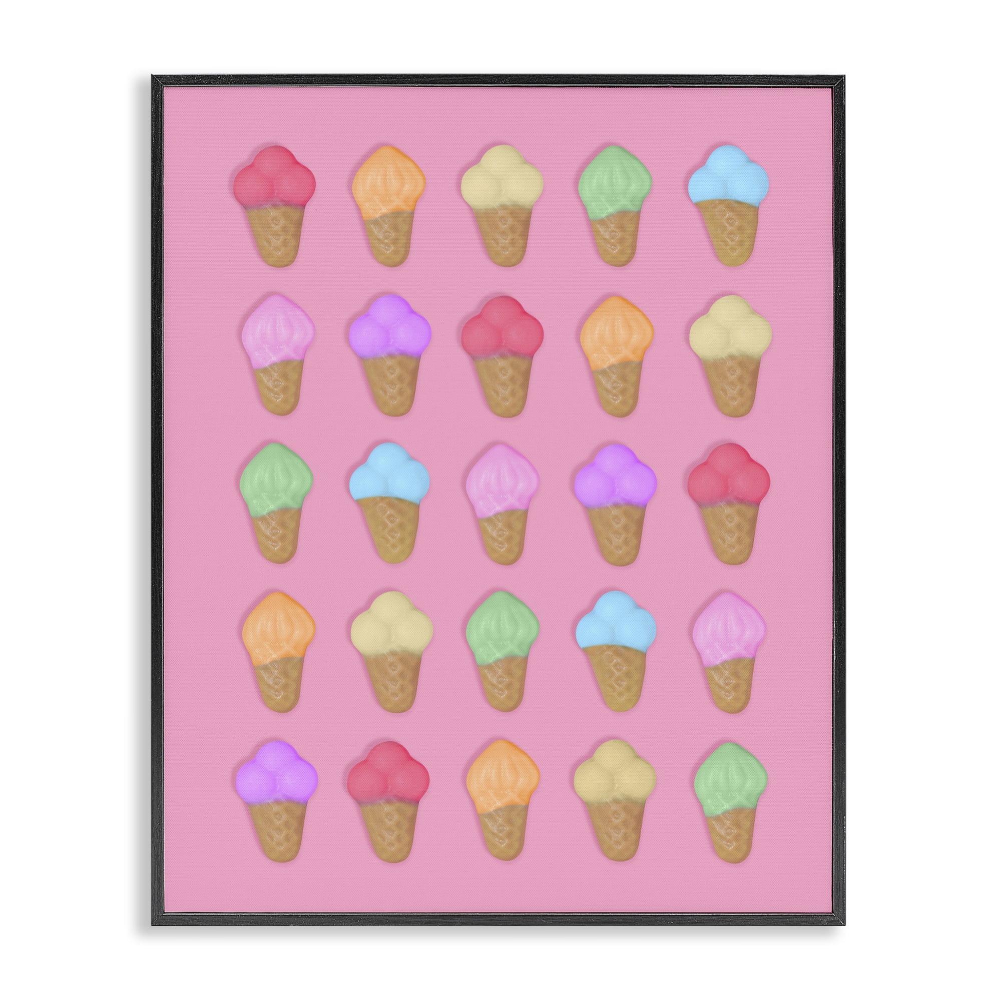 Stupell Industries Ice Cream Candies on Pink Black Framed Giclee Art, design by LISH Creative