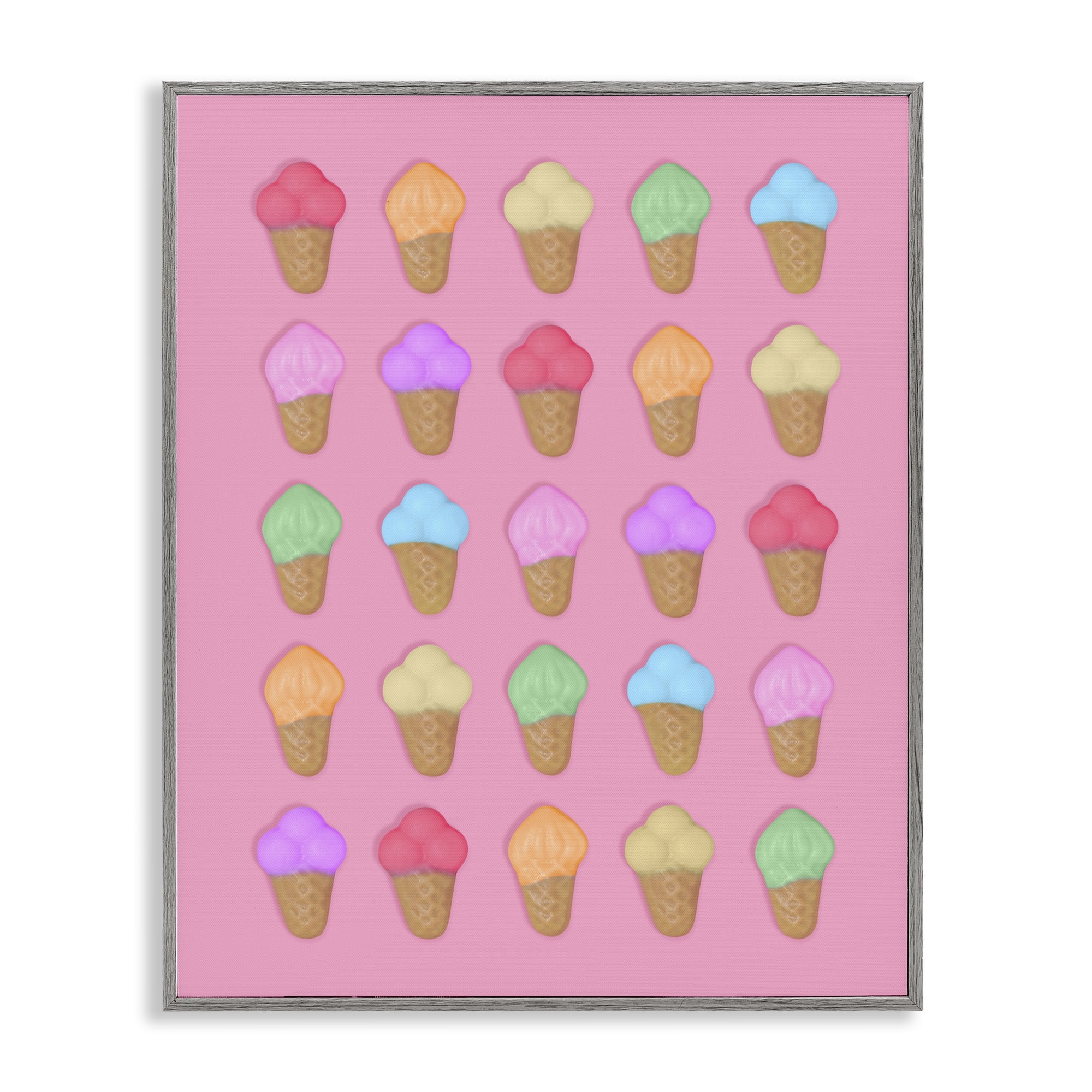Stupell Industries Ice Cream Candies on Pink Gray Framed Giclee Art, design by LISH Creative