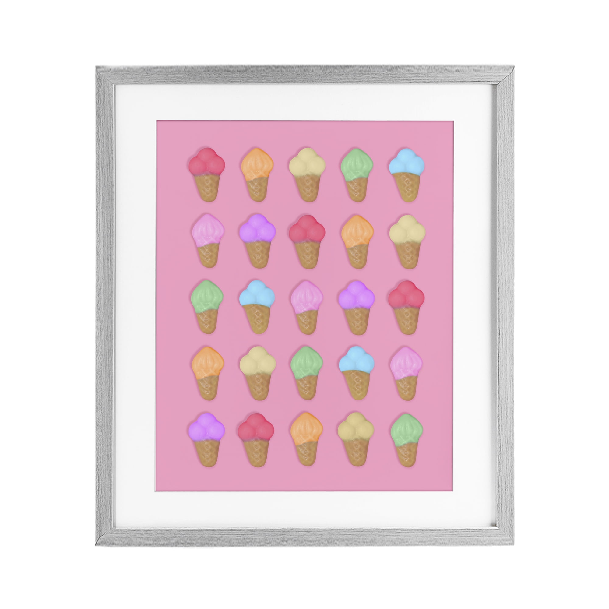 Stupell Industries Ice Cream Candies on Pink Gray Framed Print Under Glass, design by LISH Creative