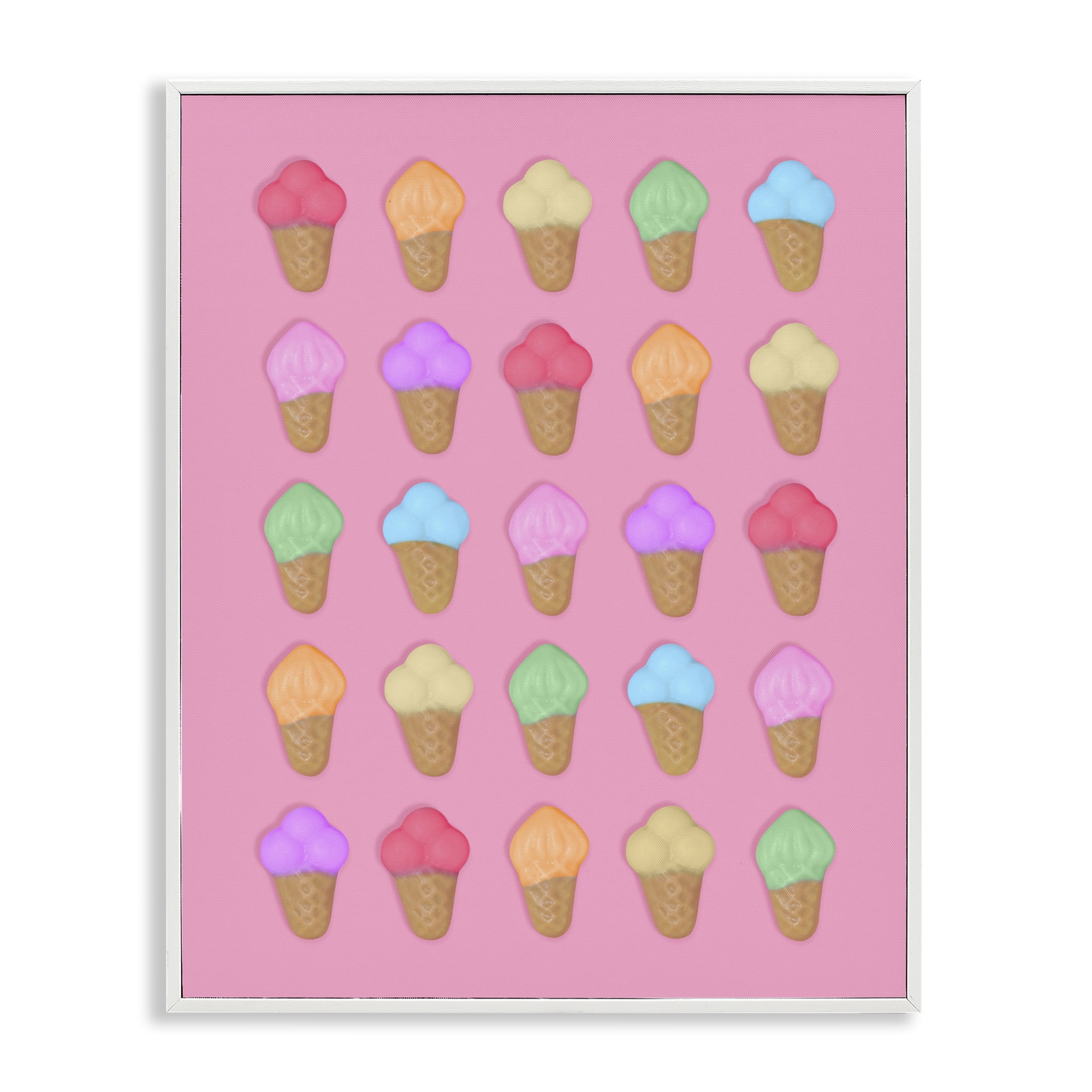 Stupell Industries Ice Cream Candies on Pink White Framed Giclee Art, design by LISH Creative