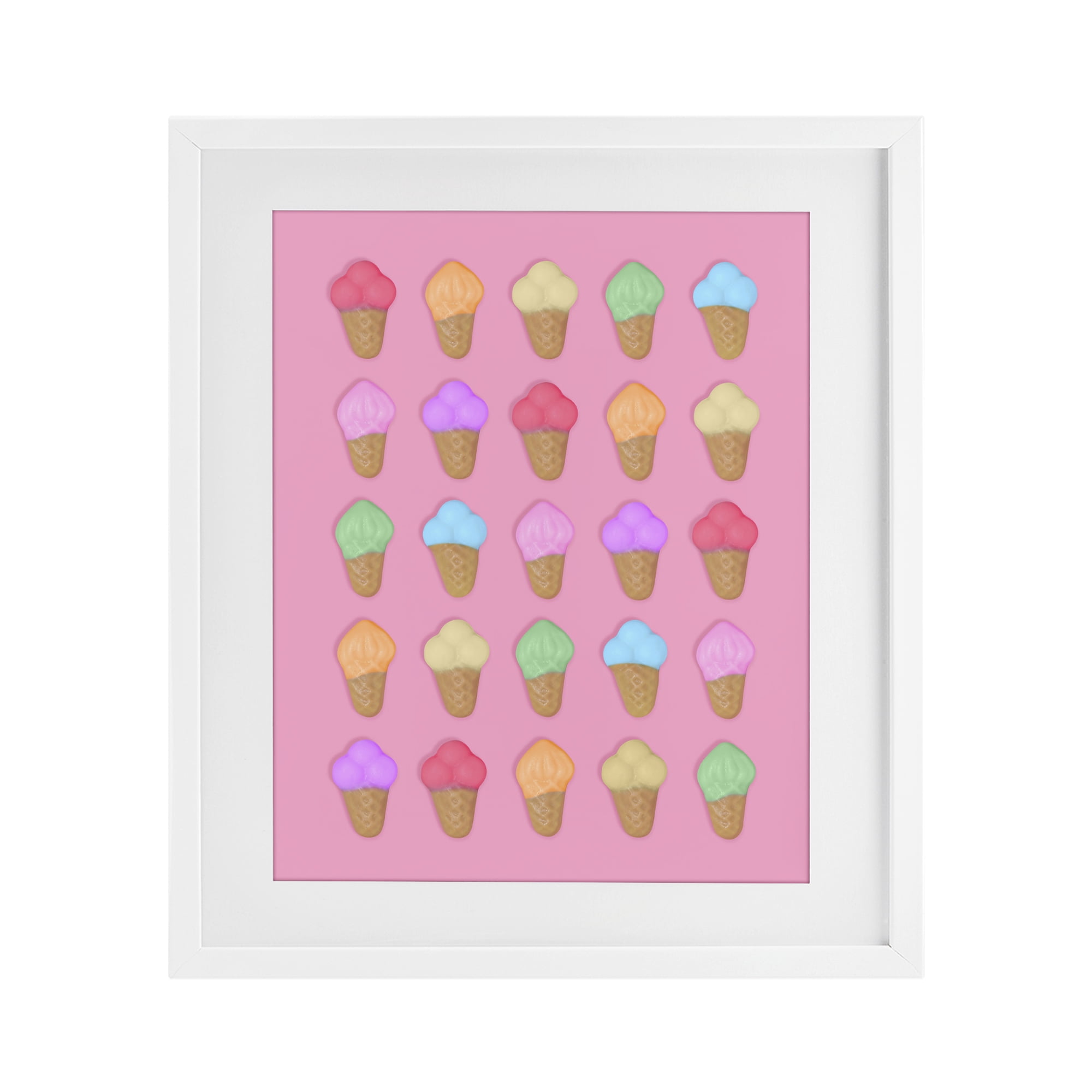 Stupell Industries Ice Cream Candies on Pink White Framed Print Under Glass, design by LISH Creative