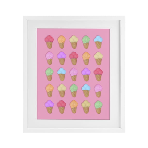 Stupell Industries Contemporary Ice Cream Candies on Pink White Framed Print Under Glass, 13 x 16, by LISH Creative