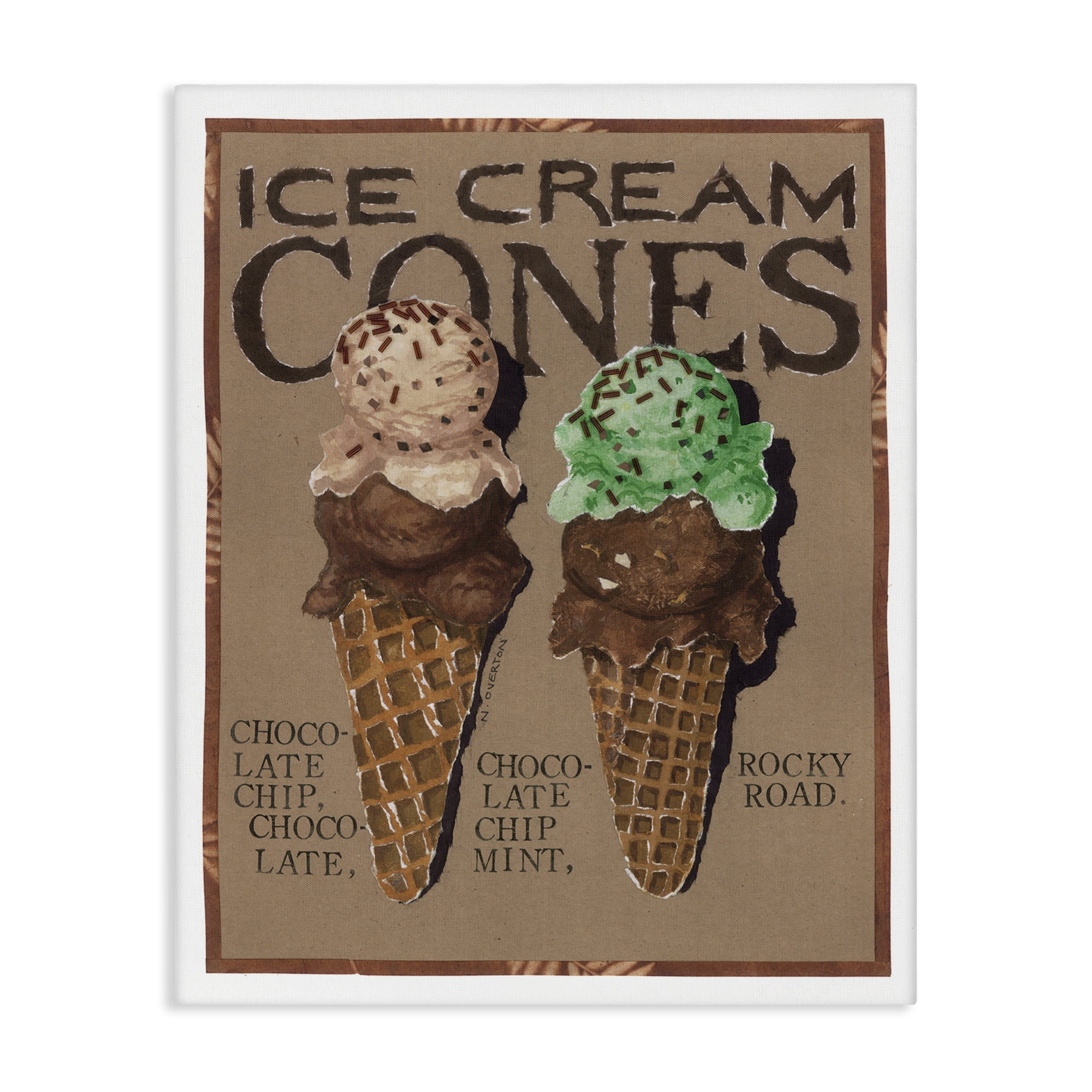 Stupell Industries Ice Cream Cones Food & Beverage Painting Gallery Wrapped Canvas Art Print Wall Art, 36 x 48