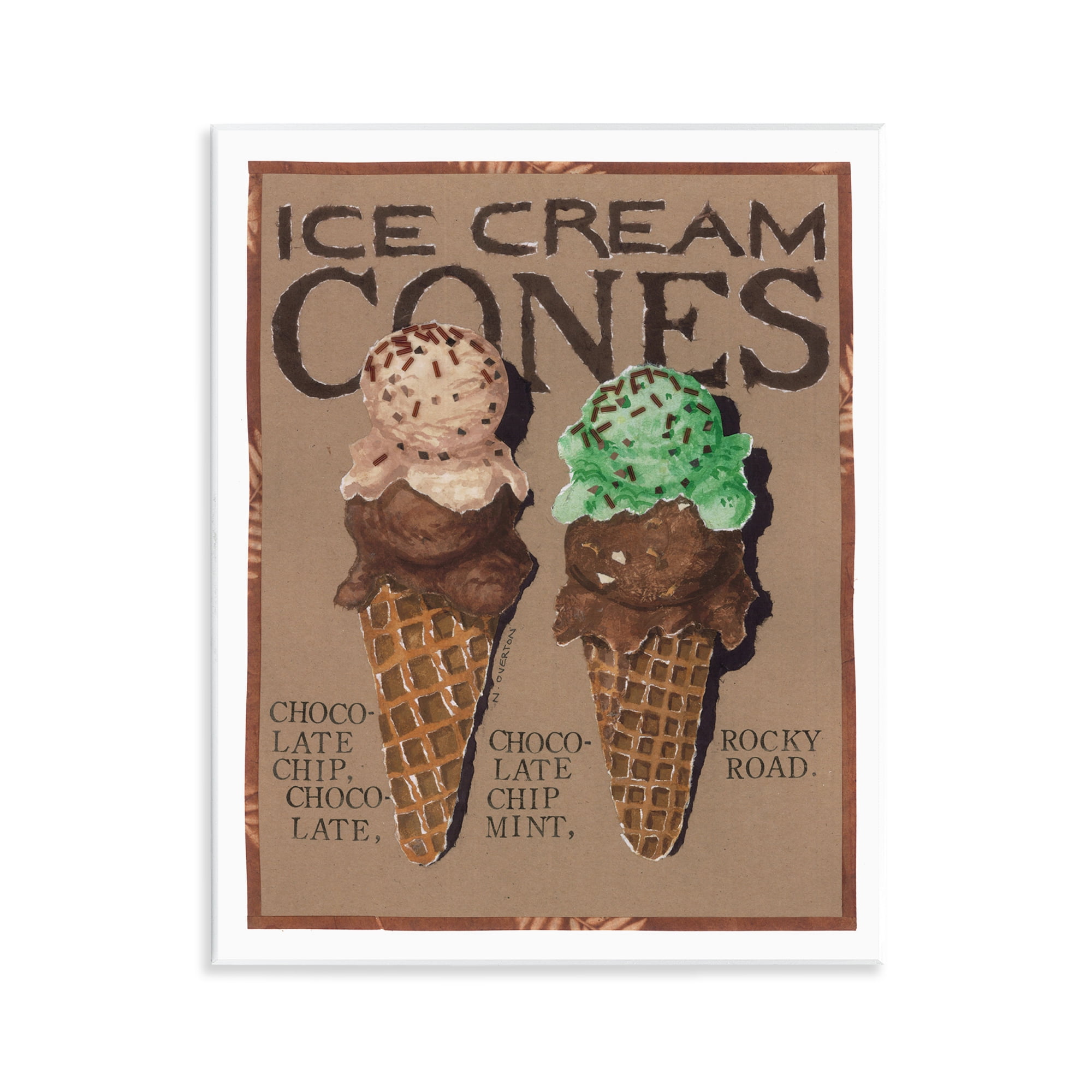 Stupell Industries Ice Cream Cones Food & Beverage Painting Unframed Art Print Wall Art, 11 x 14