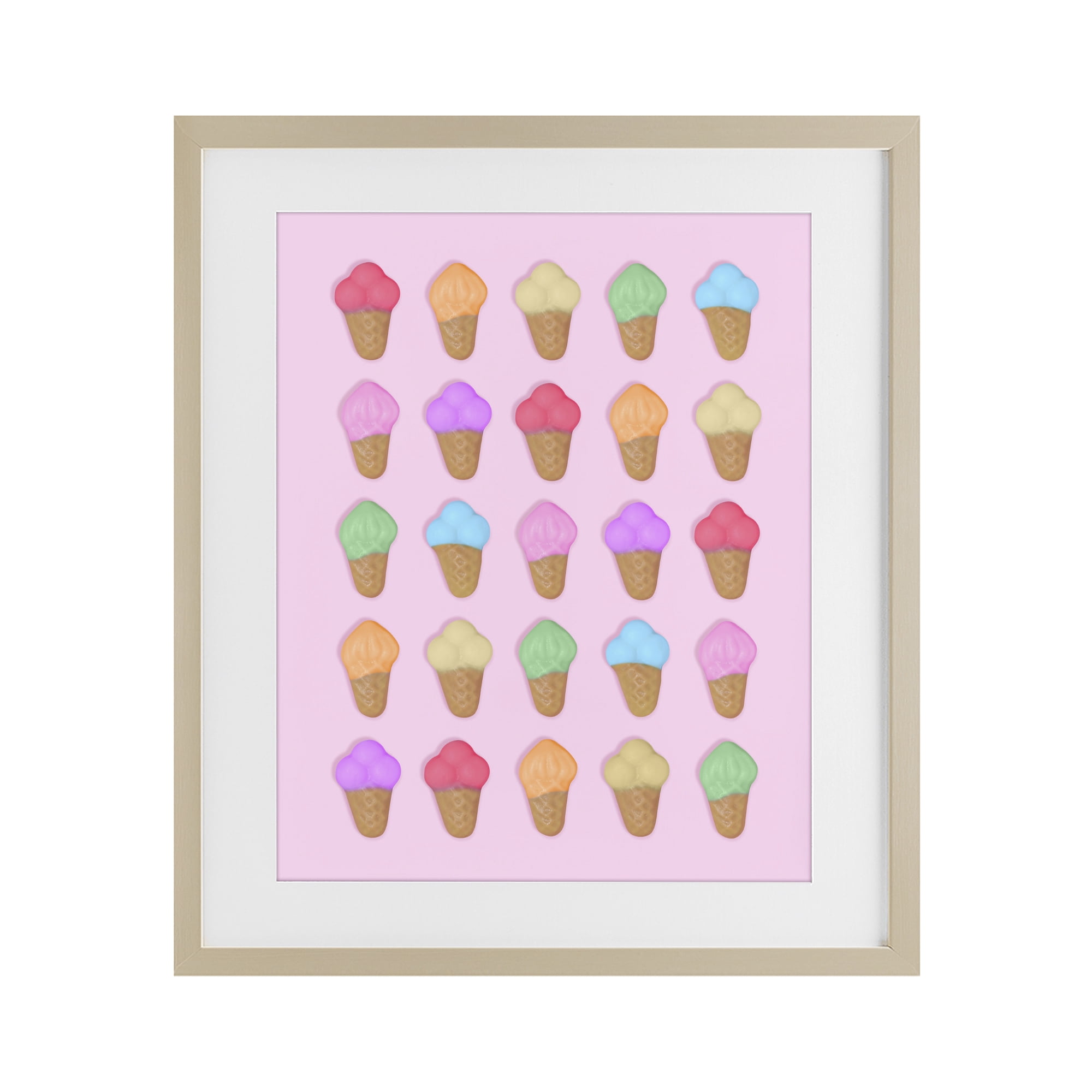 Stupell Industries Ice Cream Shaped Candies Birch Framed Print Under Glass, design by LISH Creative