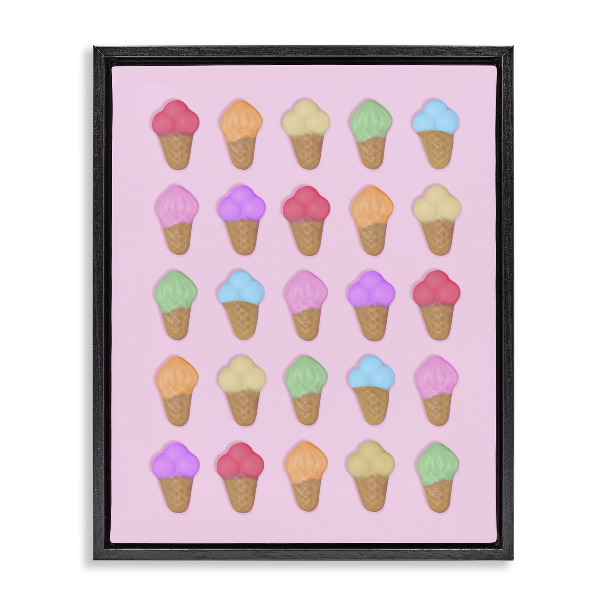 Stupell Industries Ice Cream Shaped Candies Black Framed Floater Canvas Wall Art, design by LISH Creative