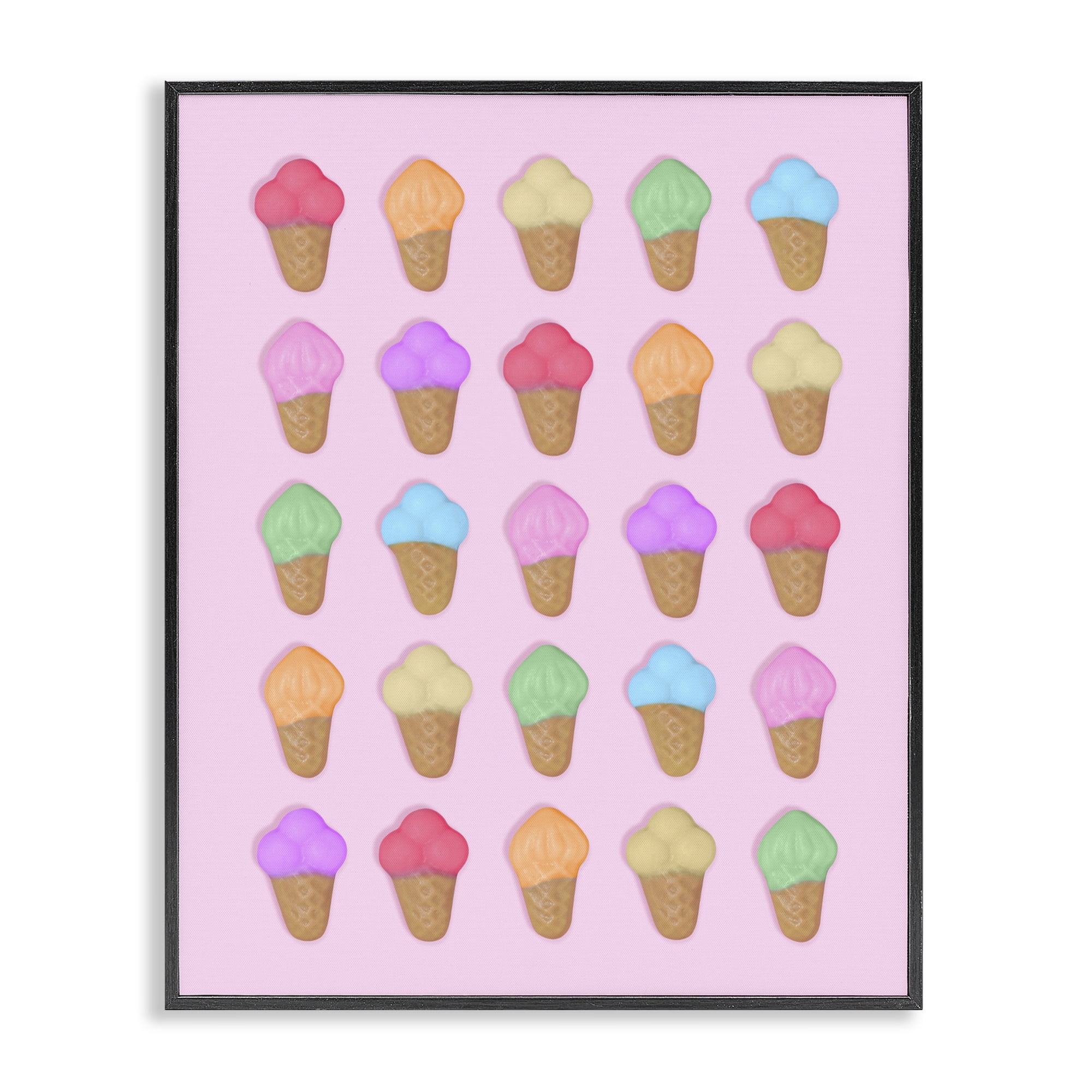 Stupell Industries Ice Cream Shaped Candies Black Framed Giclee Art, design by LISH Creative