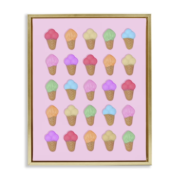 Stupell Industries Contemporary Ice Cream Shaped Candies Gold Floating Frame Canvas Art, 17 x 21, by LISH Creative