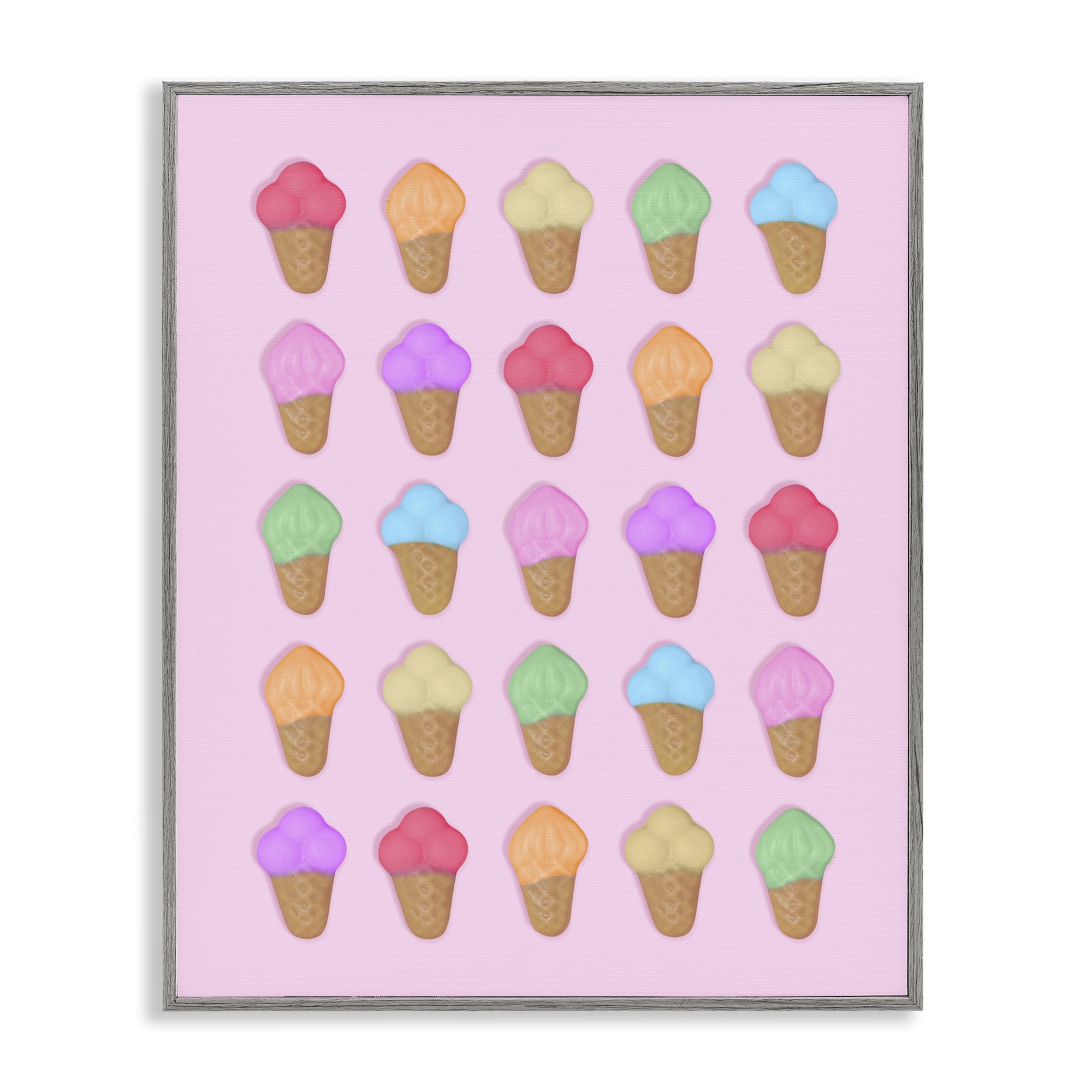 Stupell Industries Ice Cream Shaped Candies Gray Framed Giclee Art, design by LISH Creative