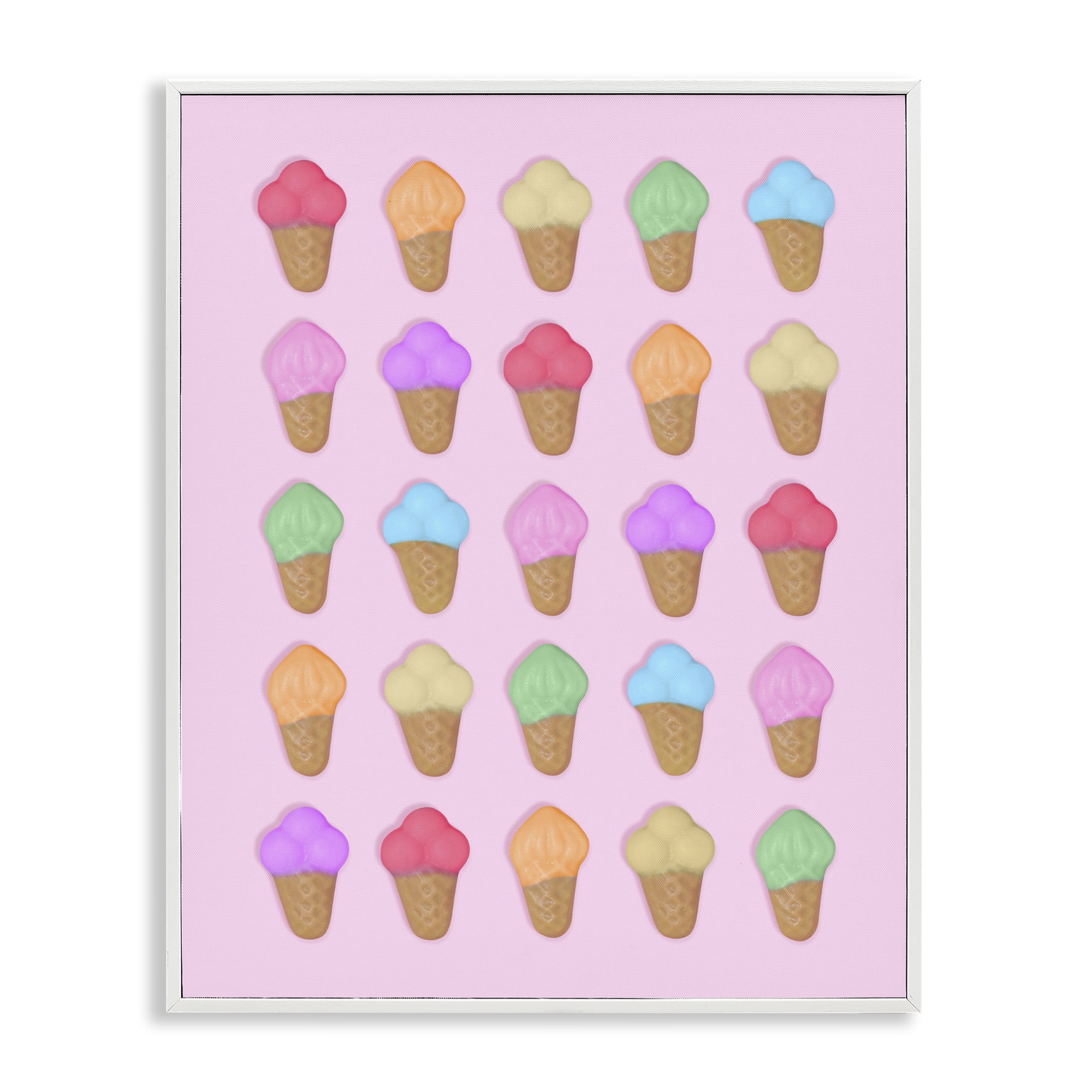 Stupell Industries Ice Cream Shaped Candies White Framed Giclee Art, design by LISH Creative