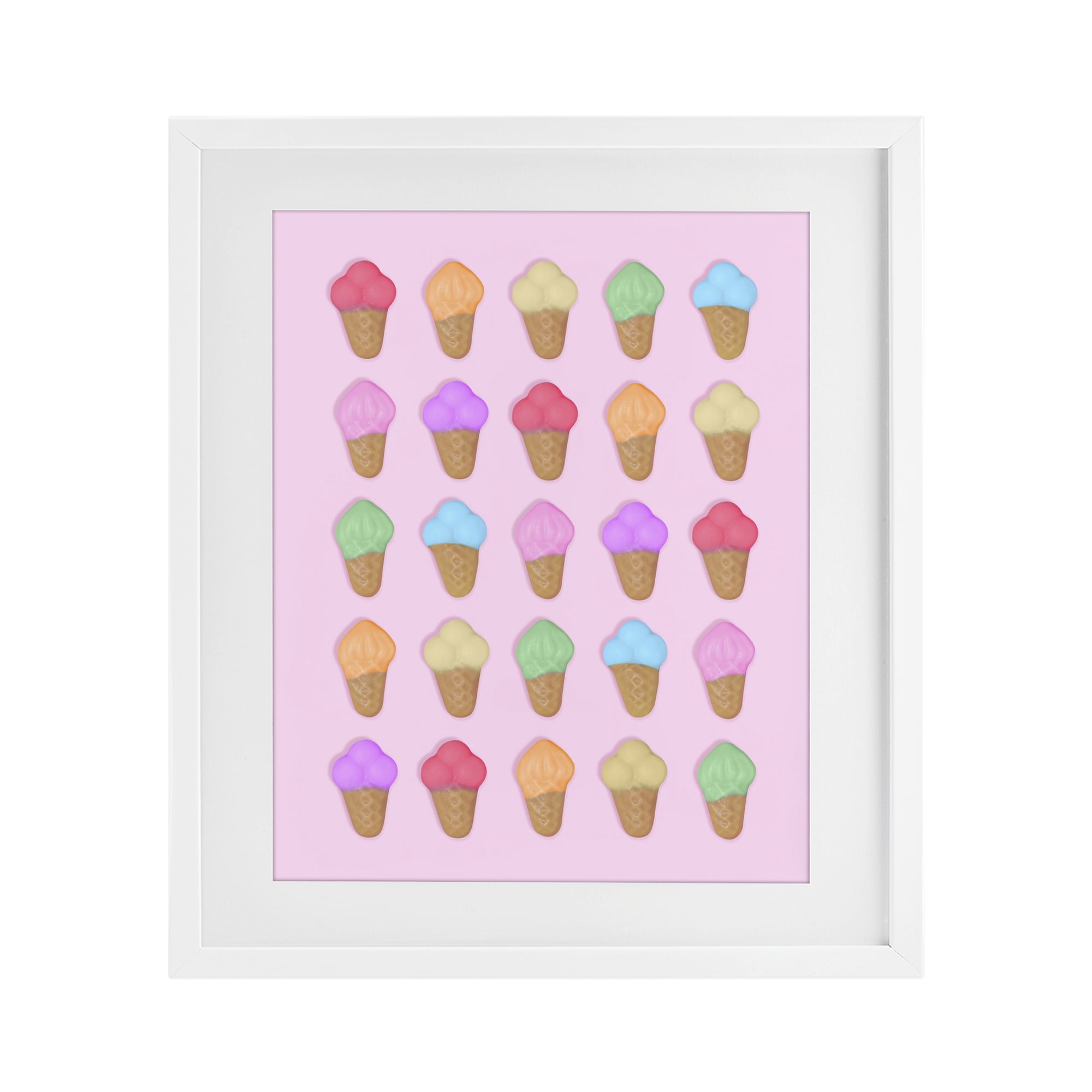 Stupell Industries Ice Cream Shaped Candies White Framed Print Under Glass, design by LISH Creative