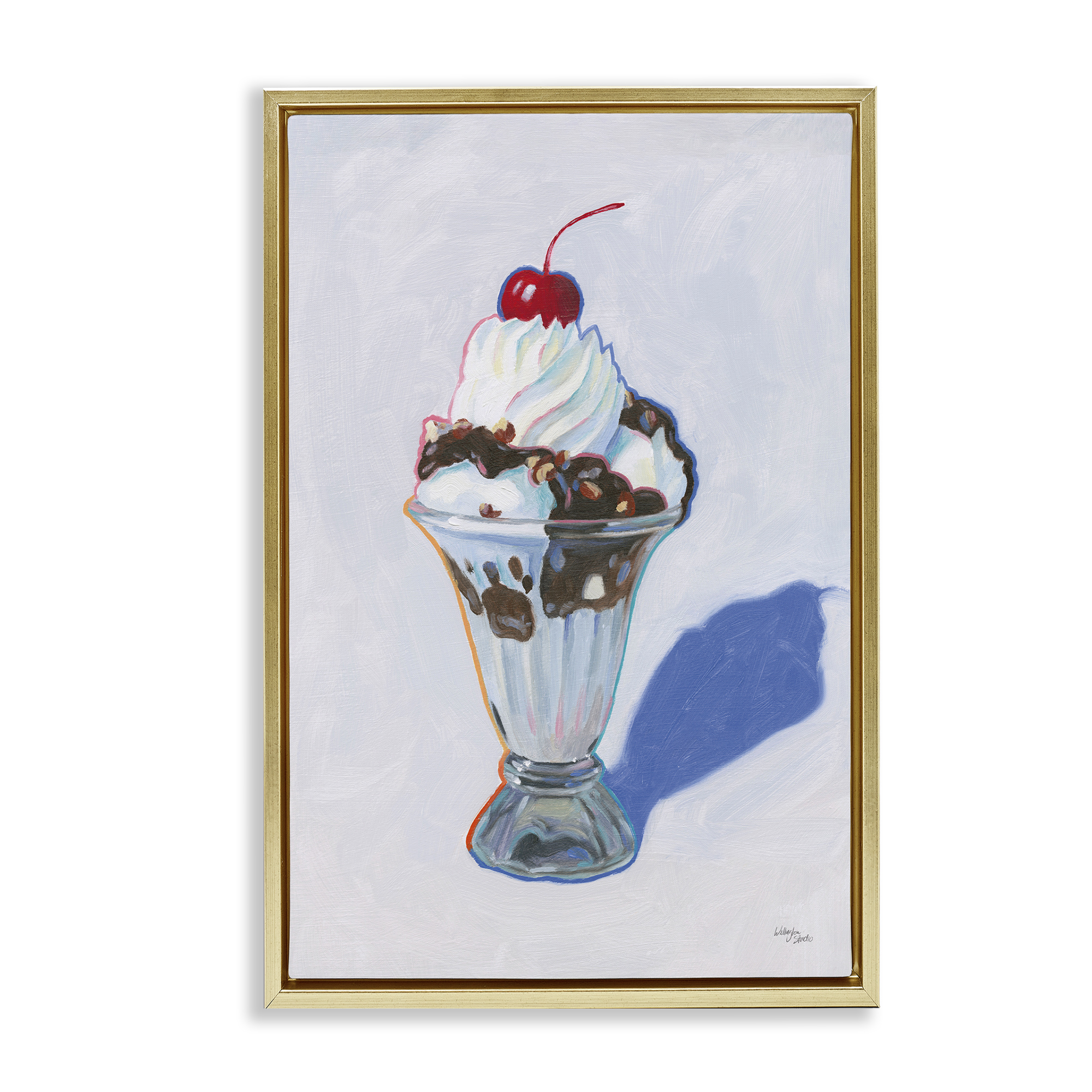 Stupell Industries Ice Cream Sundae Food & Beverage Painting Gold Floater Framed Canvas Art Print Wall Art, 17 x 25