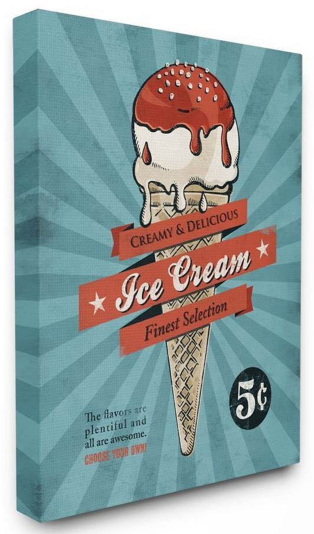 Stupell Industries Ice Cream Vintage Comic Book Blue Red Design Canvas Wall Art by Ester Kay