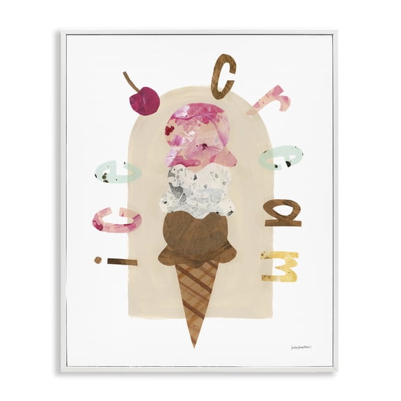 Stupell Industries Ice Cream Whimsy Food & Beverage Painting White Framed Art Print Wall Art, 24 x 30