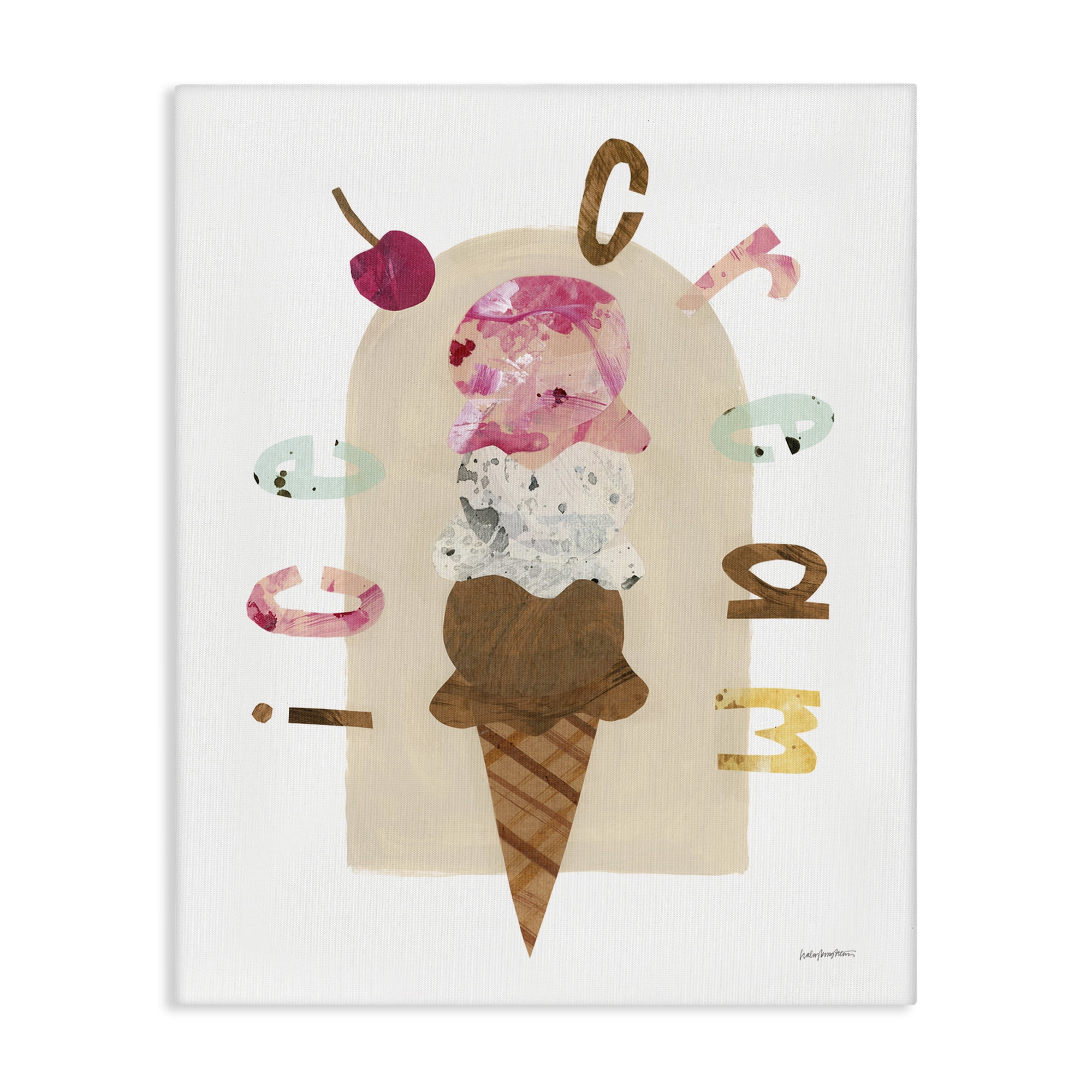 Stupell Industries Ice Cream Whimsy Food & Beverage Painting Wrapped Canvas Art Print Wall Art, 24 x 30