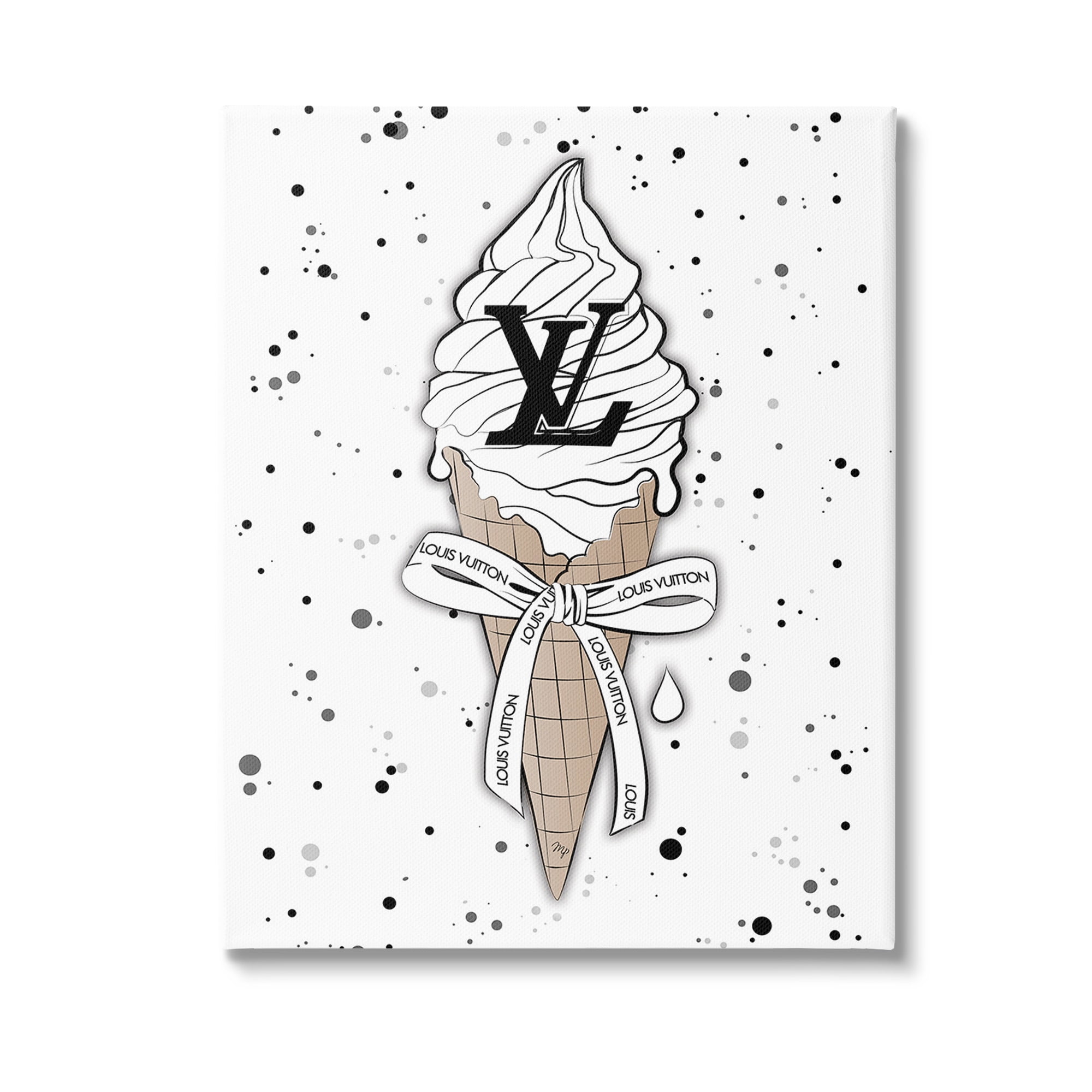 Stupell Industries Ice Cream on Modern Pattern Beauty & Fashion Painting Gallery Wrapped Canvas Art Print Wall Art, 24 x 30