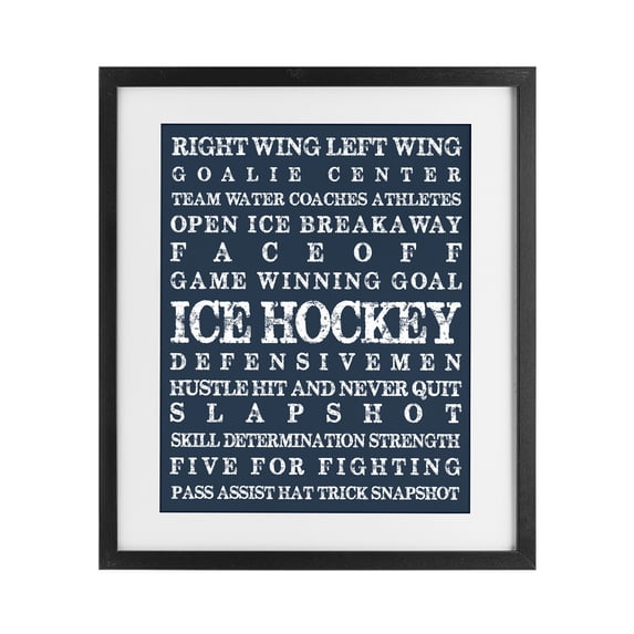 Stupell Industries Contemporary Ice Hockey Expressions Black Framed Print Under Glass, 13 x 16, by Melody Hogan