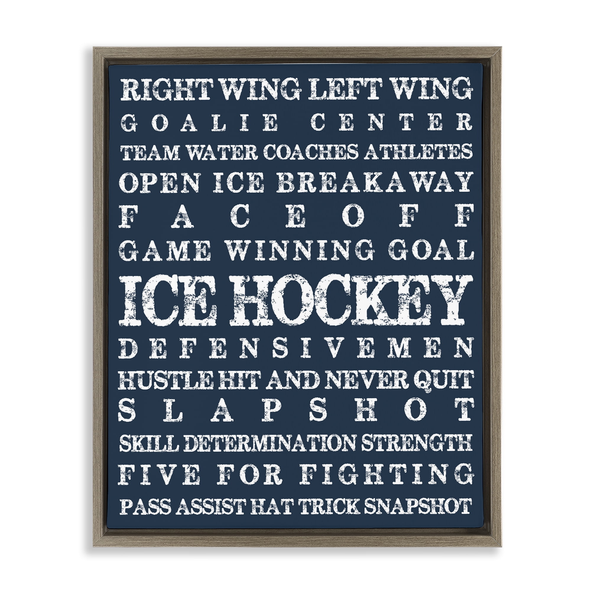 Stupell Industries Ice Hockey Expressions Brown Framed Floater Canvas Wall Art, design by Melody Hogan