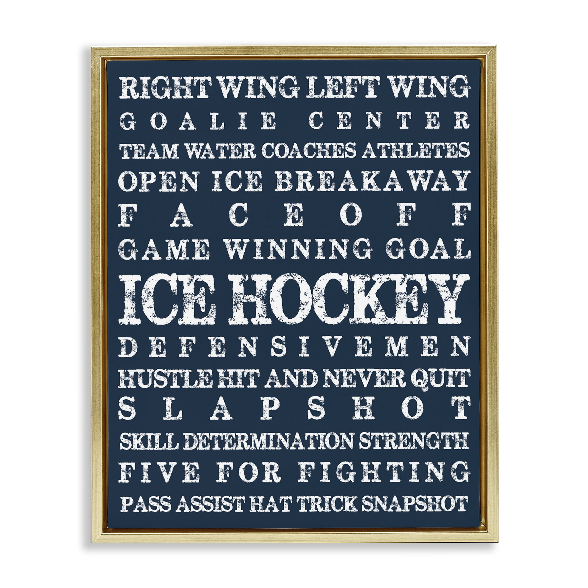 Stupell Industries Ice Hockey Expressions Gold Framed Floater Canvas Wall Art, design by Melody Hogan