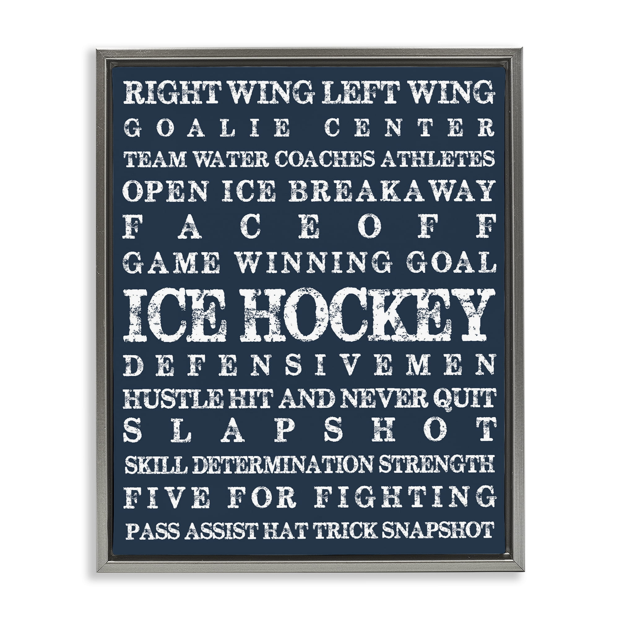 Stupell Industries Ice Hockey Expressions Gray Framed Floater Canvas Wall Art, design by Melody Hogan