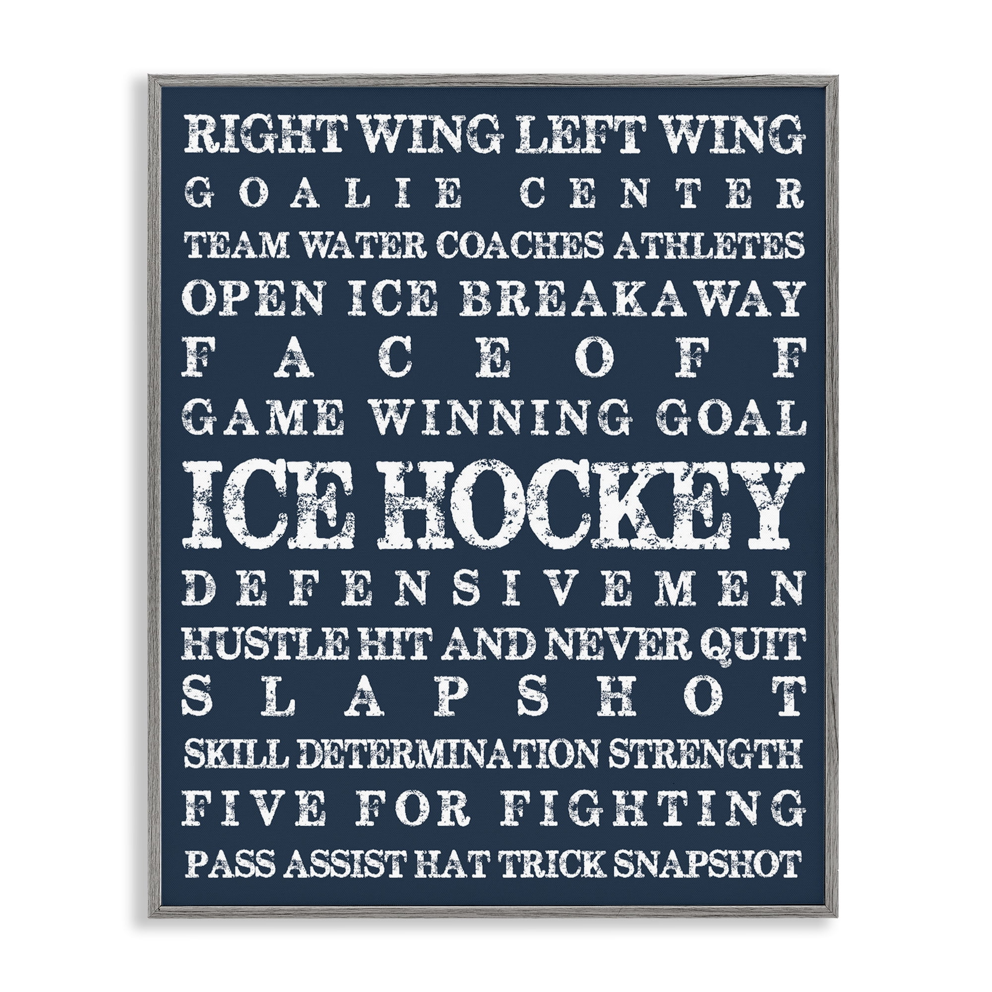 Stupell Industries Ice Hockey Expressions Gray Framed Giclee Art, design by Melody Hogan