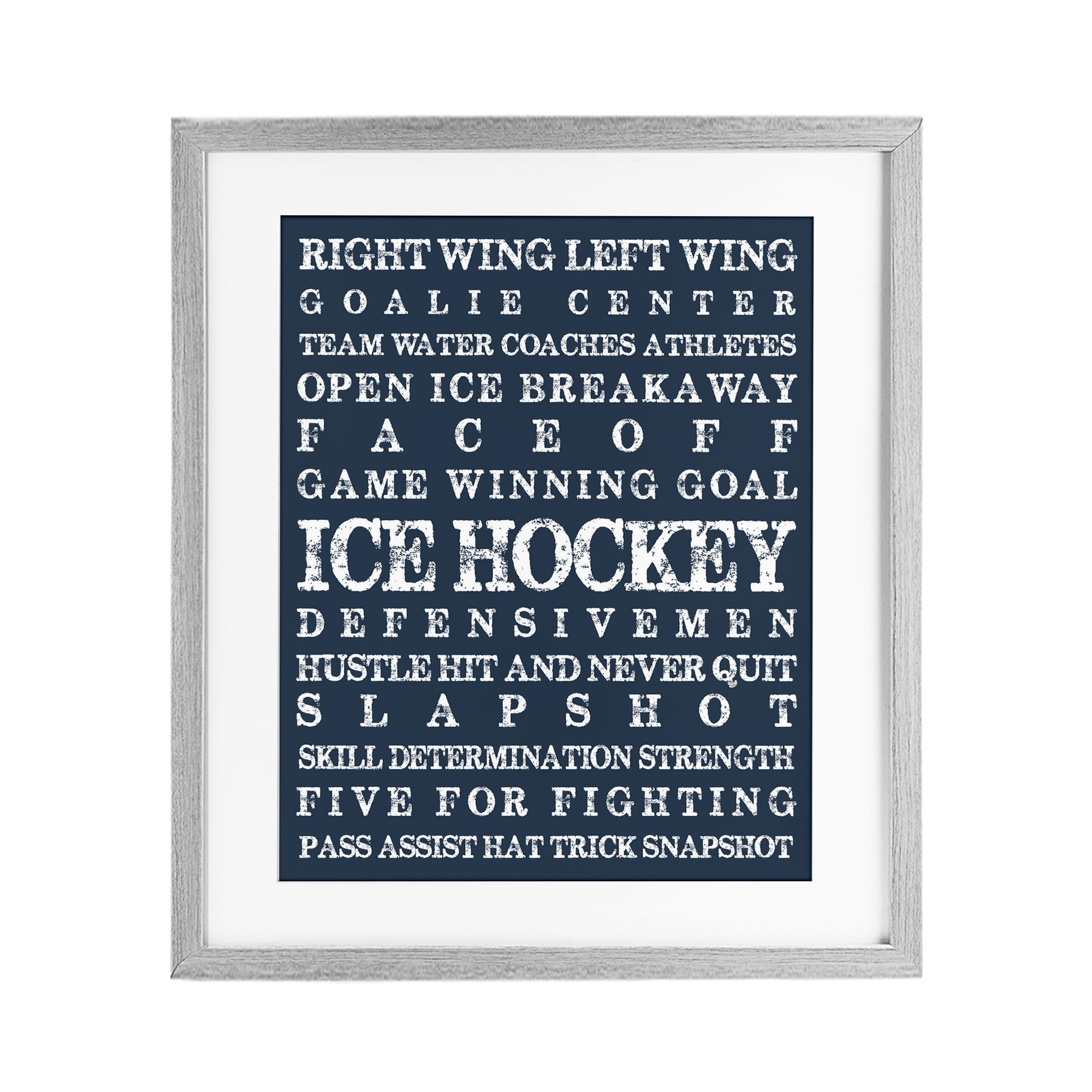 Stupell Industries Ice Hockey Expressions Gray Framed Print Under Glass, design by Melody Hogan