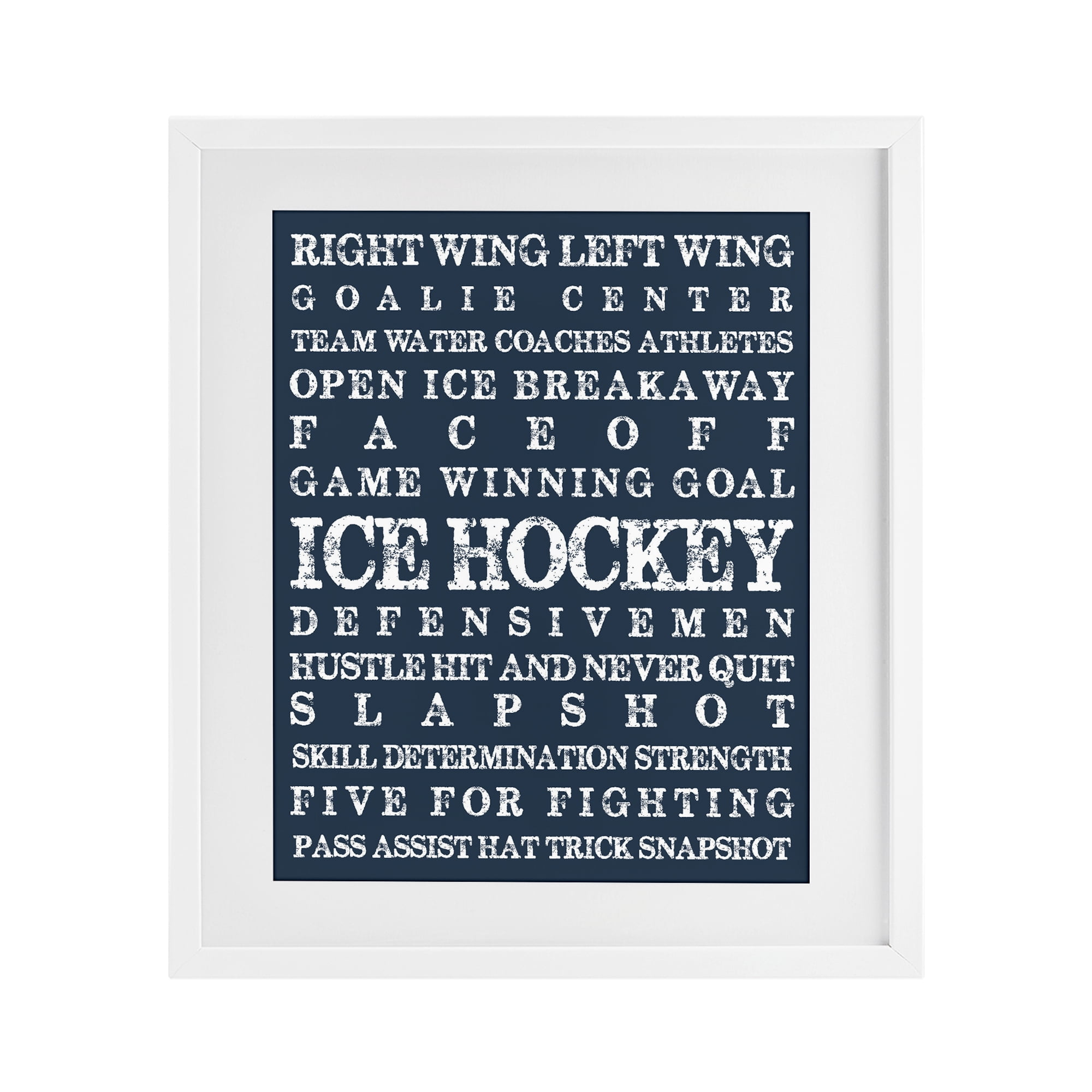 Stupell Industries Ice Hockey Expressions White Framed Print Under Glass, design by Melody Hogan