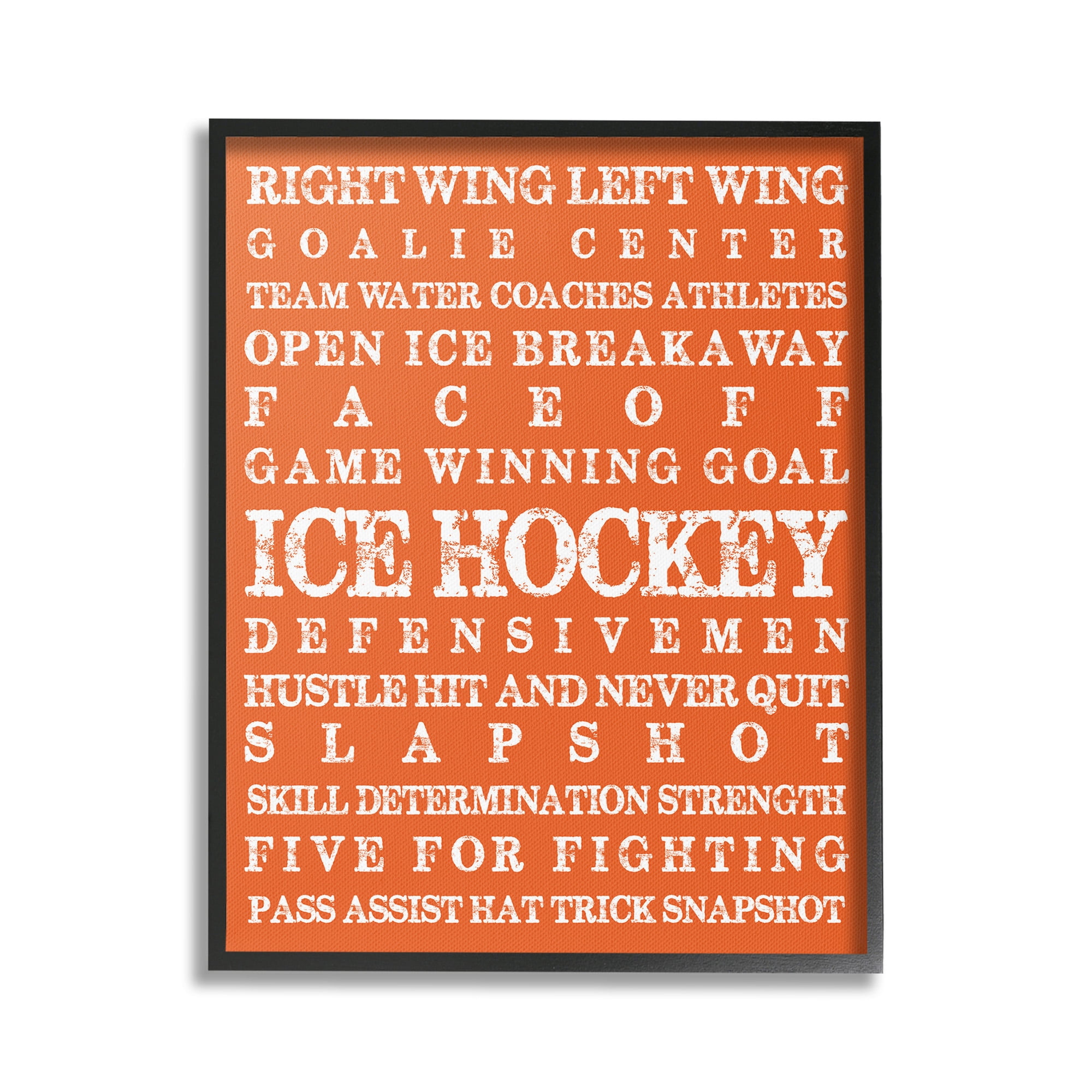 Stupell Industries Ice Hockey Phrases Sports Painting Black Framed Art Print Wall Art, 24 x 30